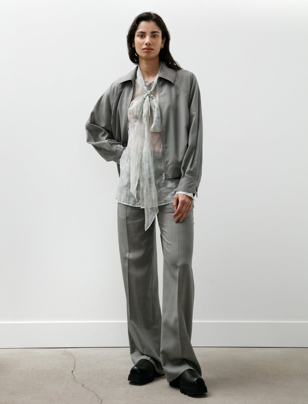 Kanako Sakai Sheer Blouson Gray – Neighbour