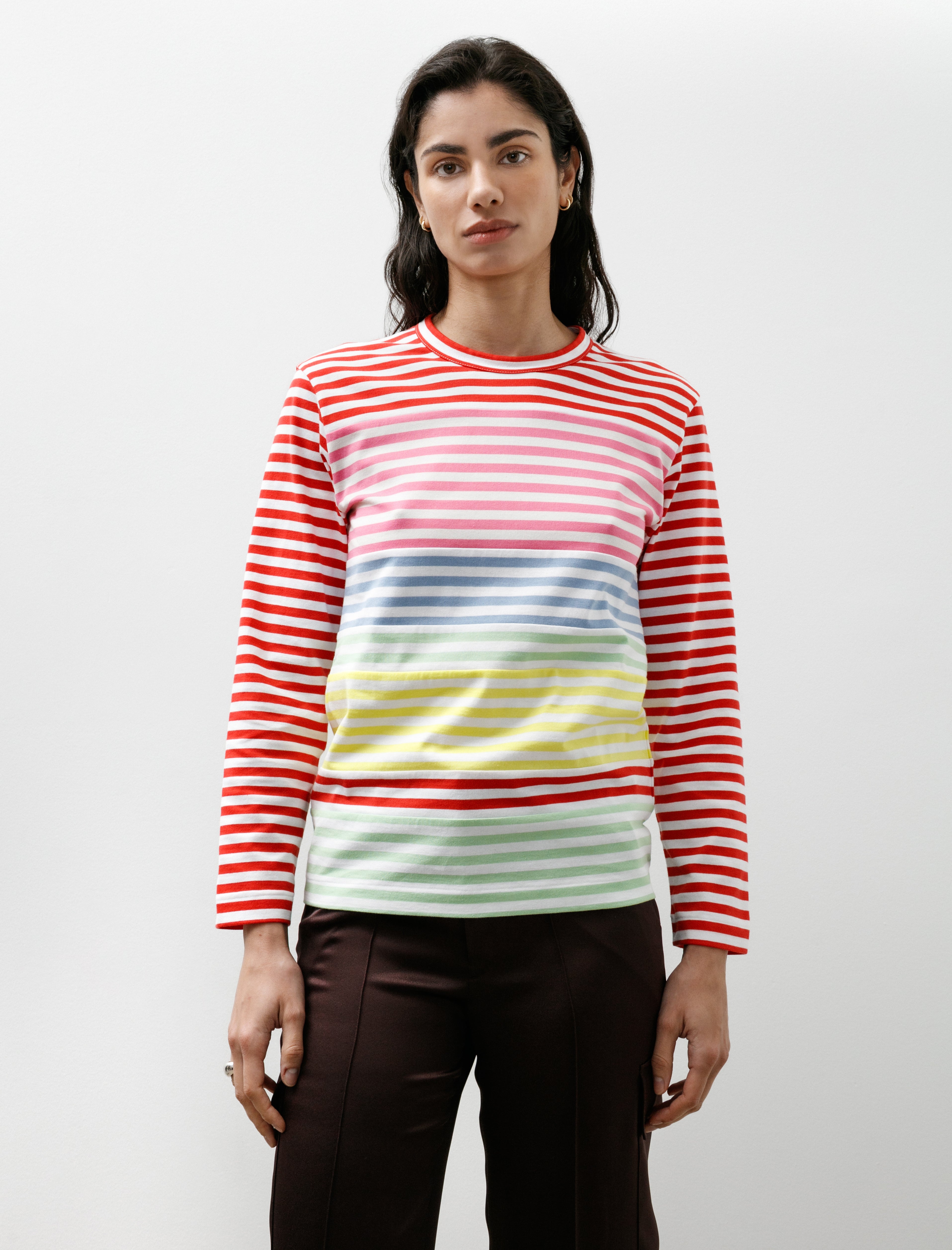 Comme des Garçons Comme des Garçons Multi Stripe Patch Long Sleeve T-Shirt