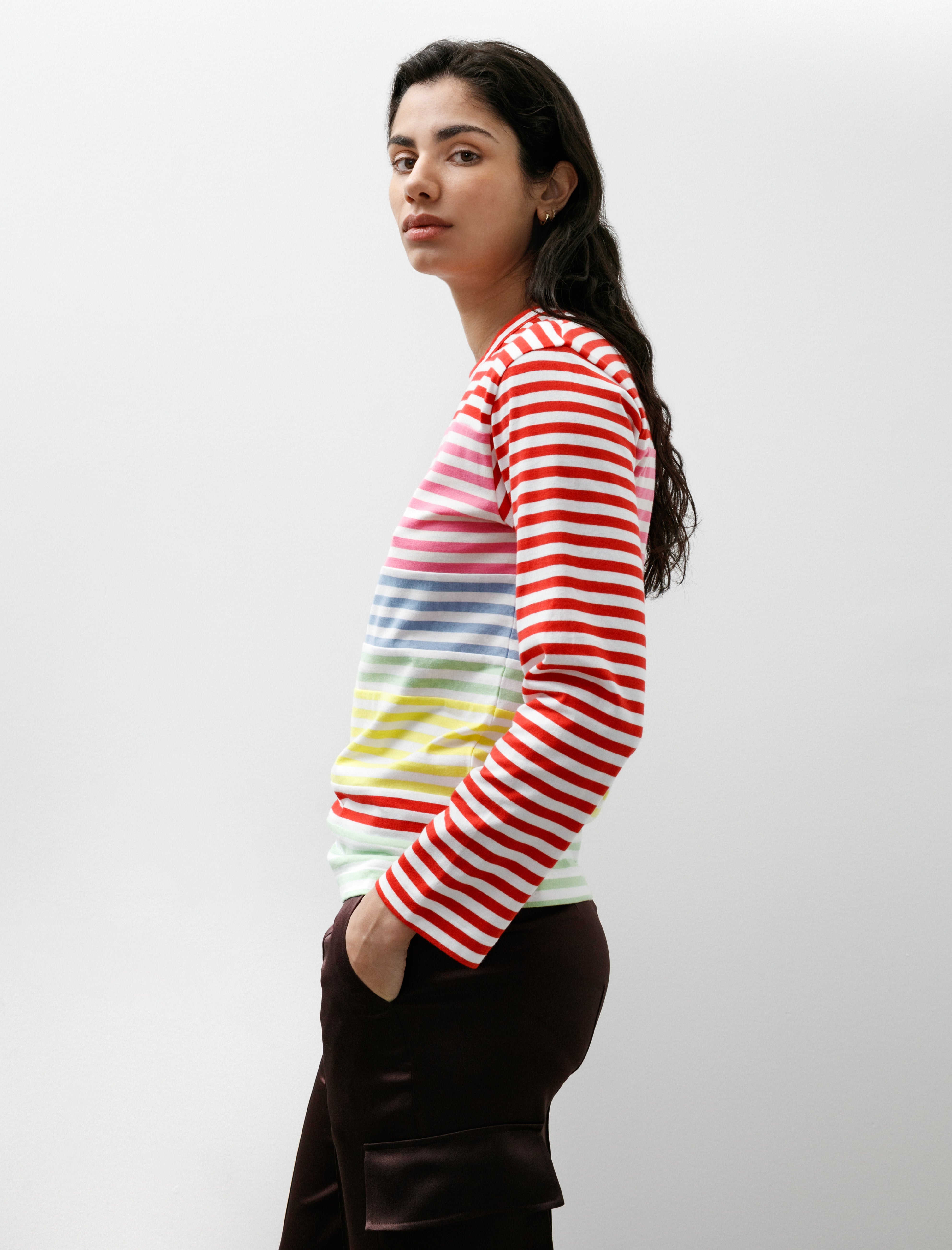 Comme des Garçons Comme des Garçons Multi Stripe Patch Long Sleeve T-Shirt