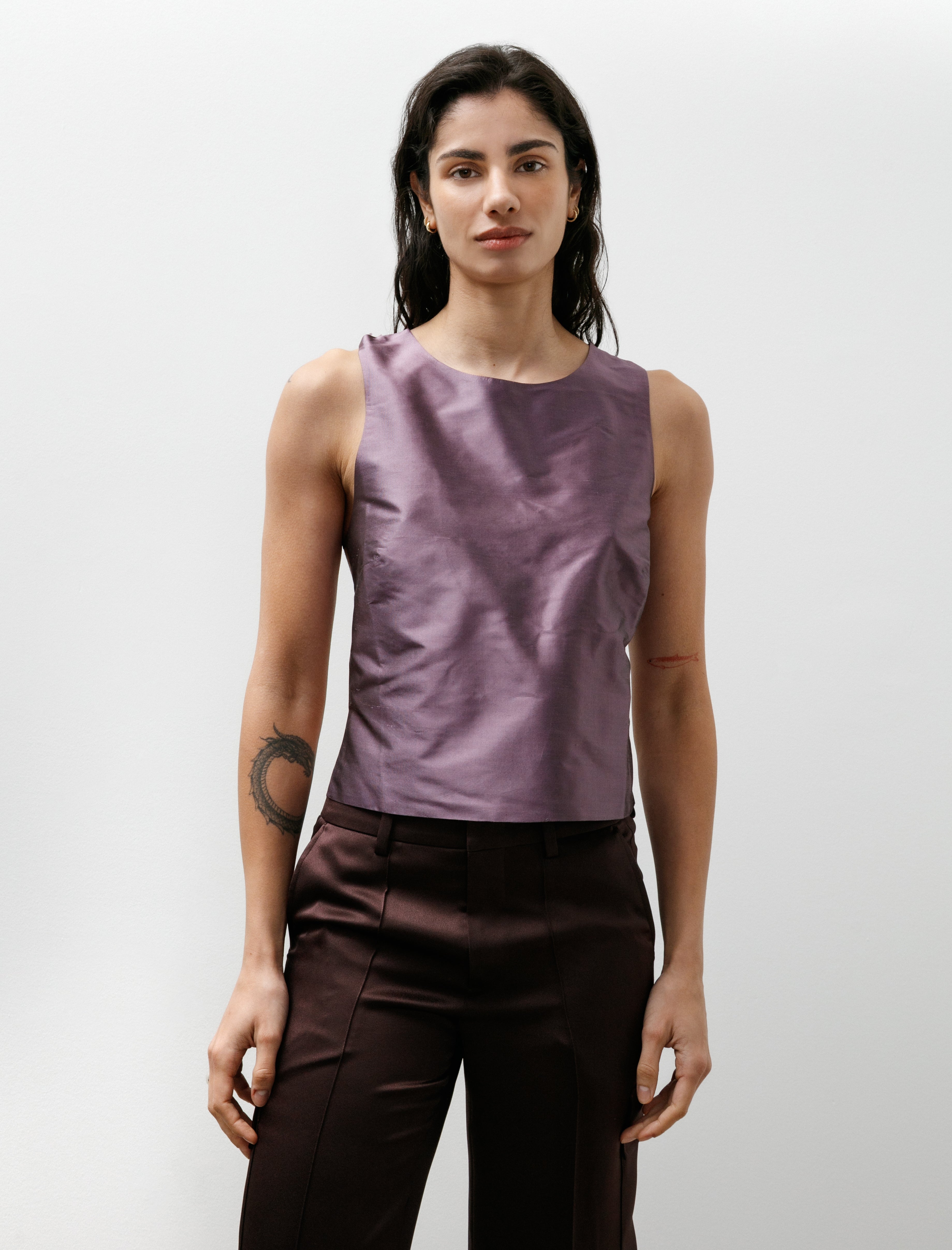 Cawley Silk Dupion Sofia Top Prune