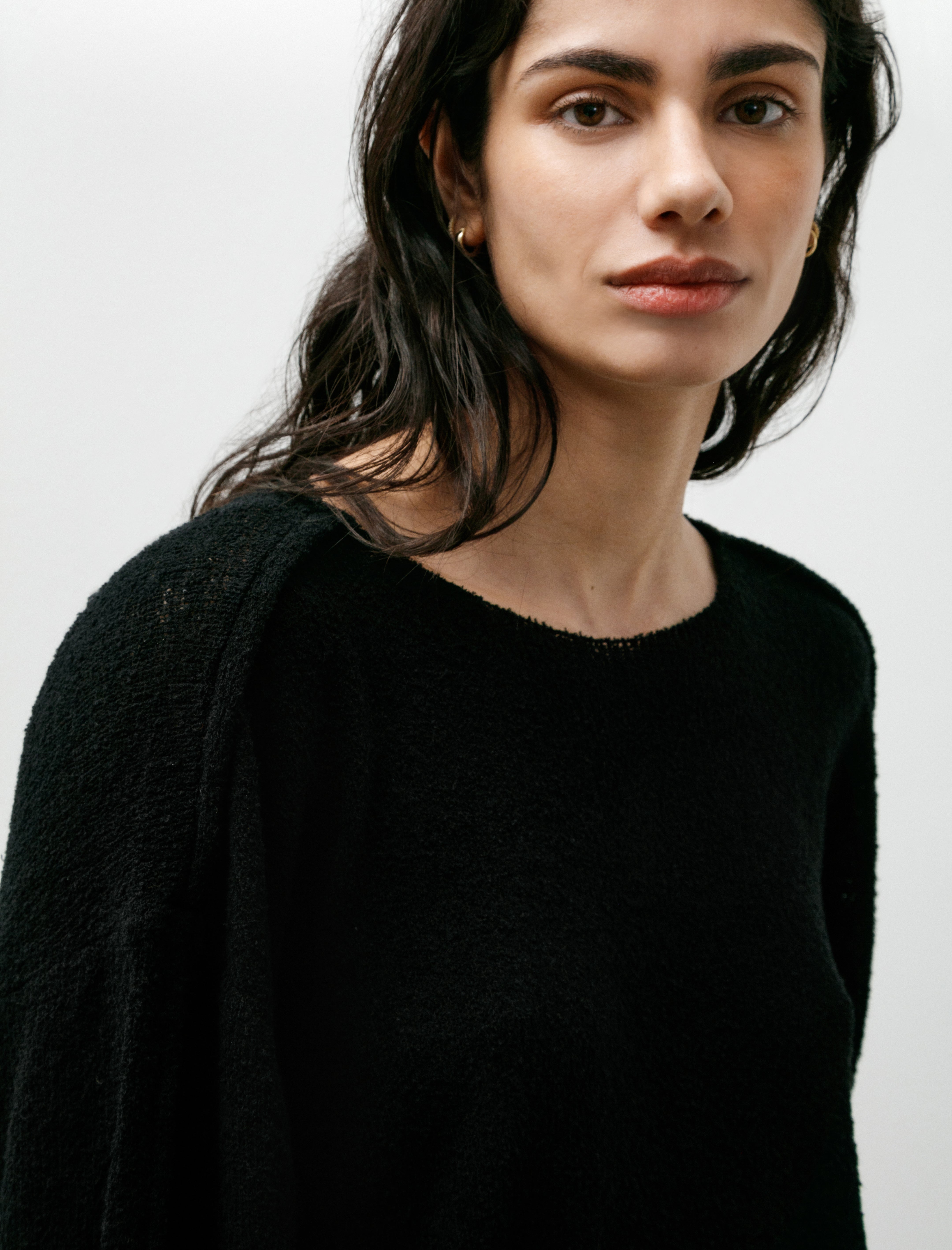 Gabriela Coll No.317 Cotton Cashmere Knitted Top Black