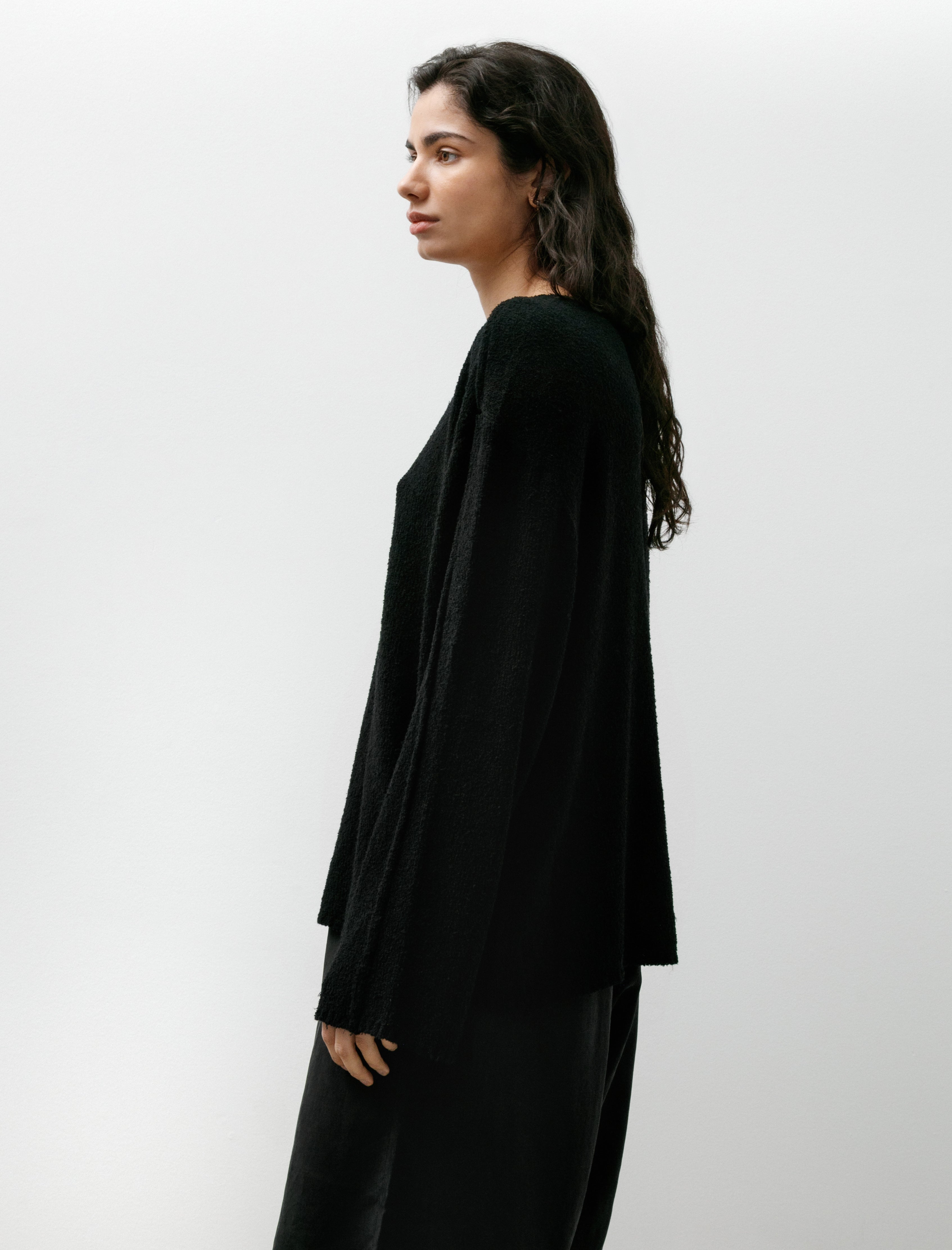 Gabriela Coll No.317 Cotton Cashmere Knitted Top Black