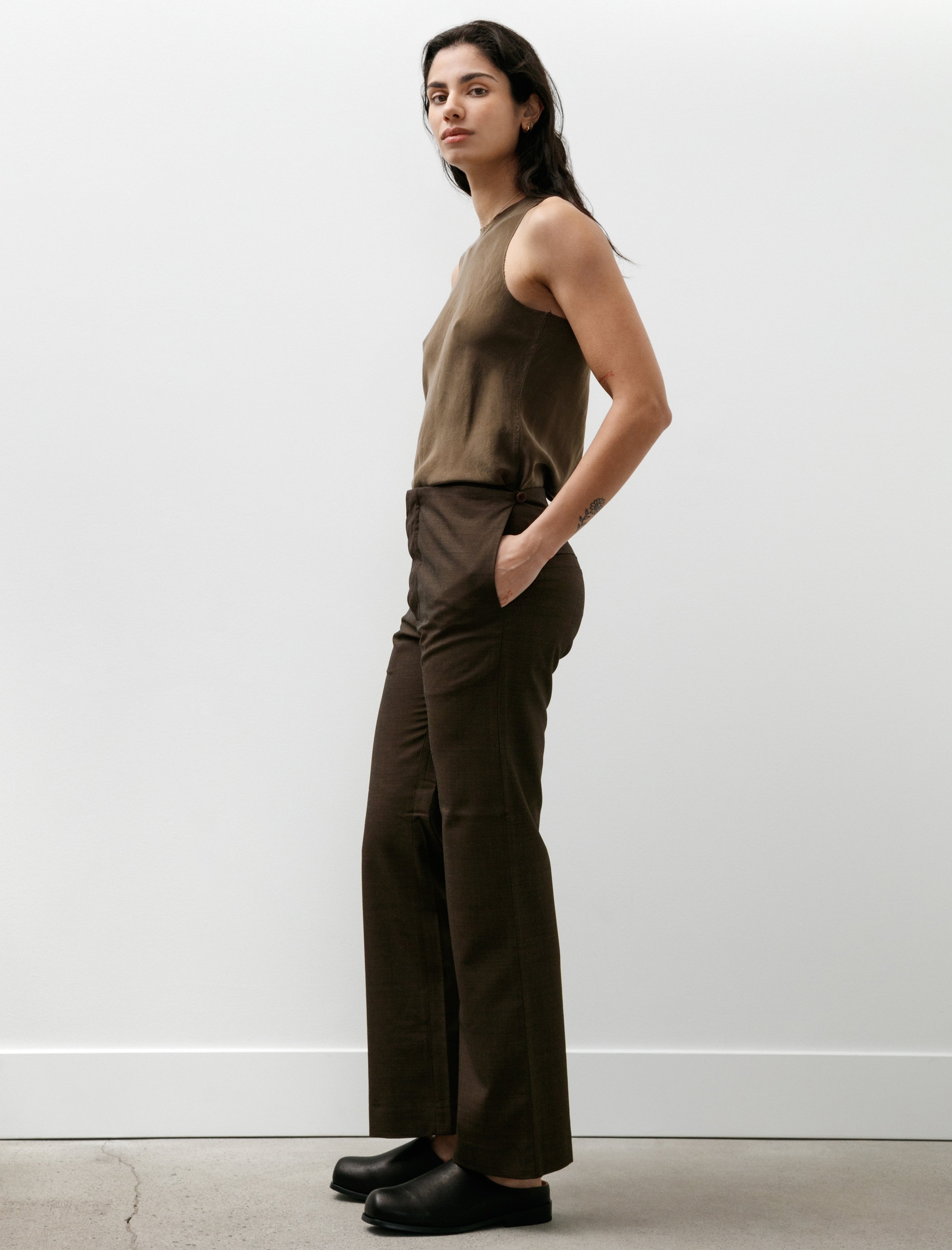 Gabriela Coll No.205 Summer Wool Tailored Trousers Brown