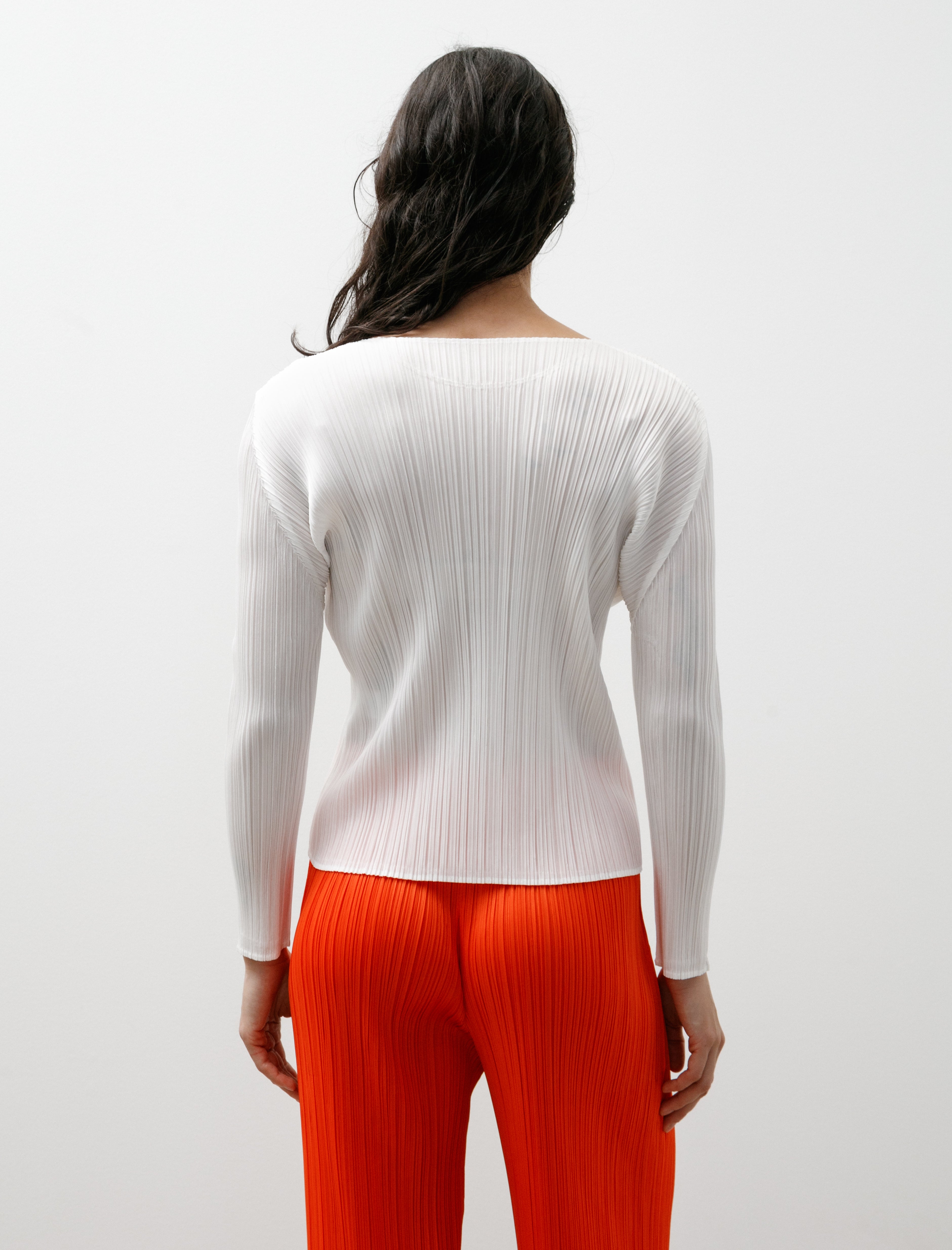 Pleats Please by Issey Miyake Boatneck Long Sleeve White