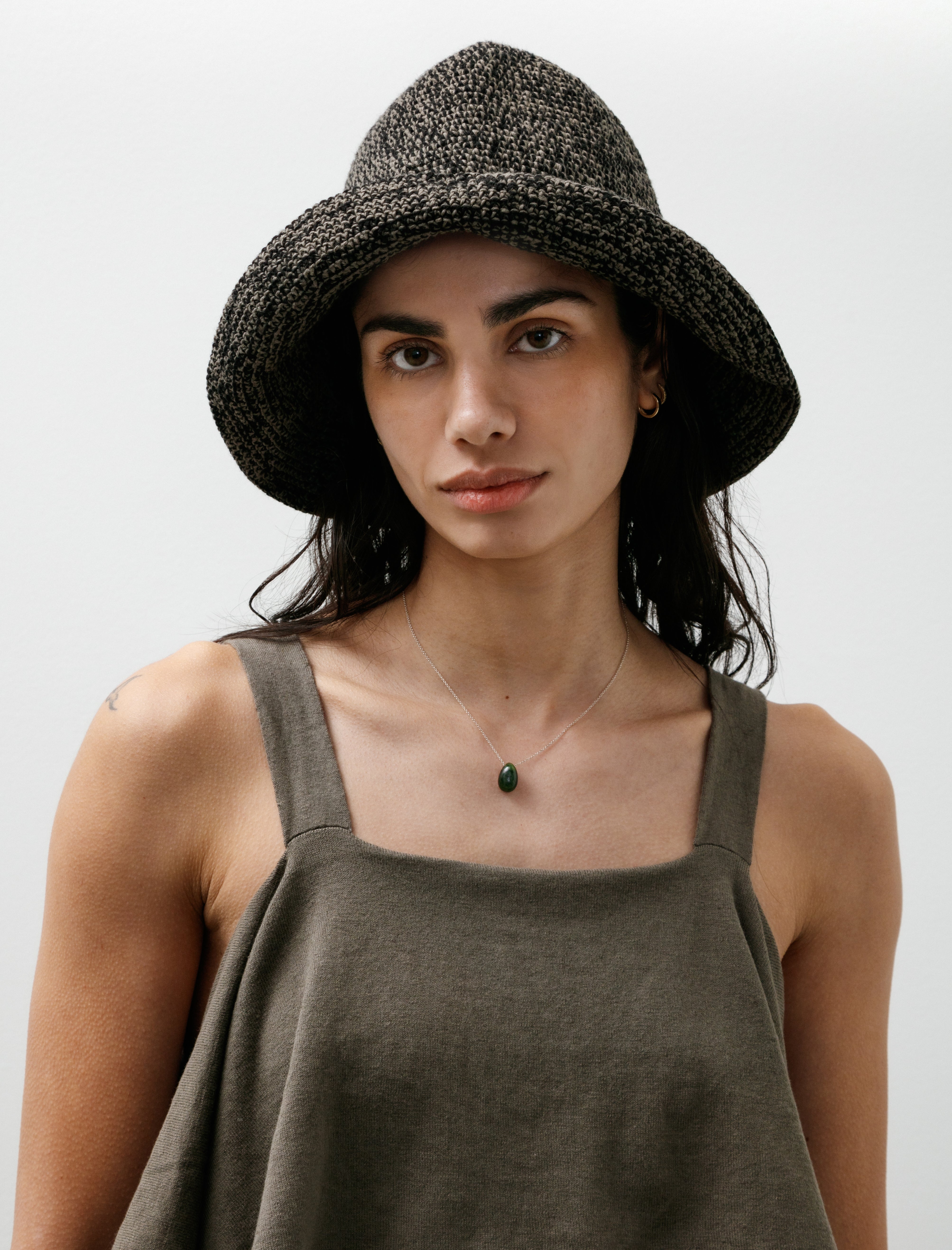 Lauren Manoogian Crochet Brim Hat Black Marl