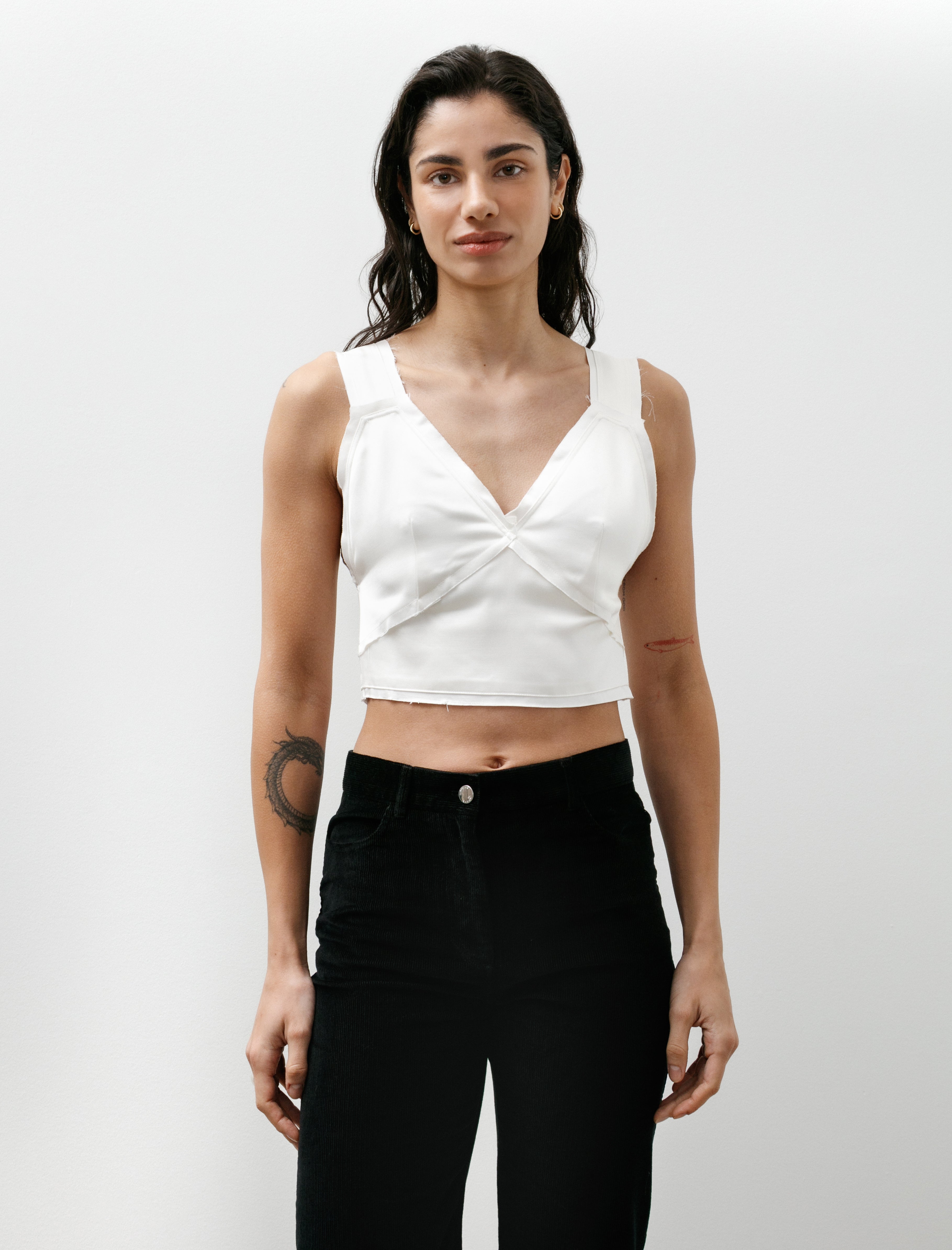 Totême Cropped Satin Camisole Off White