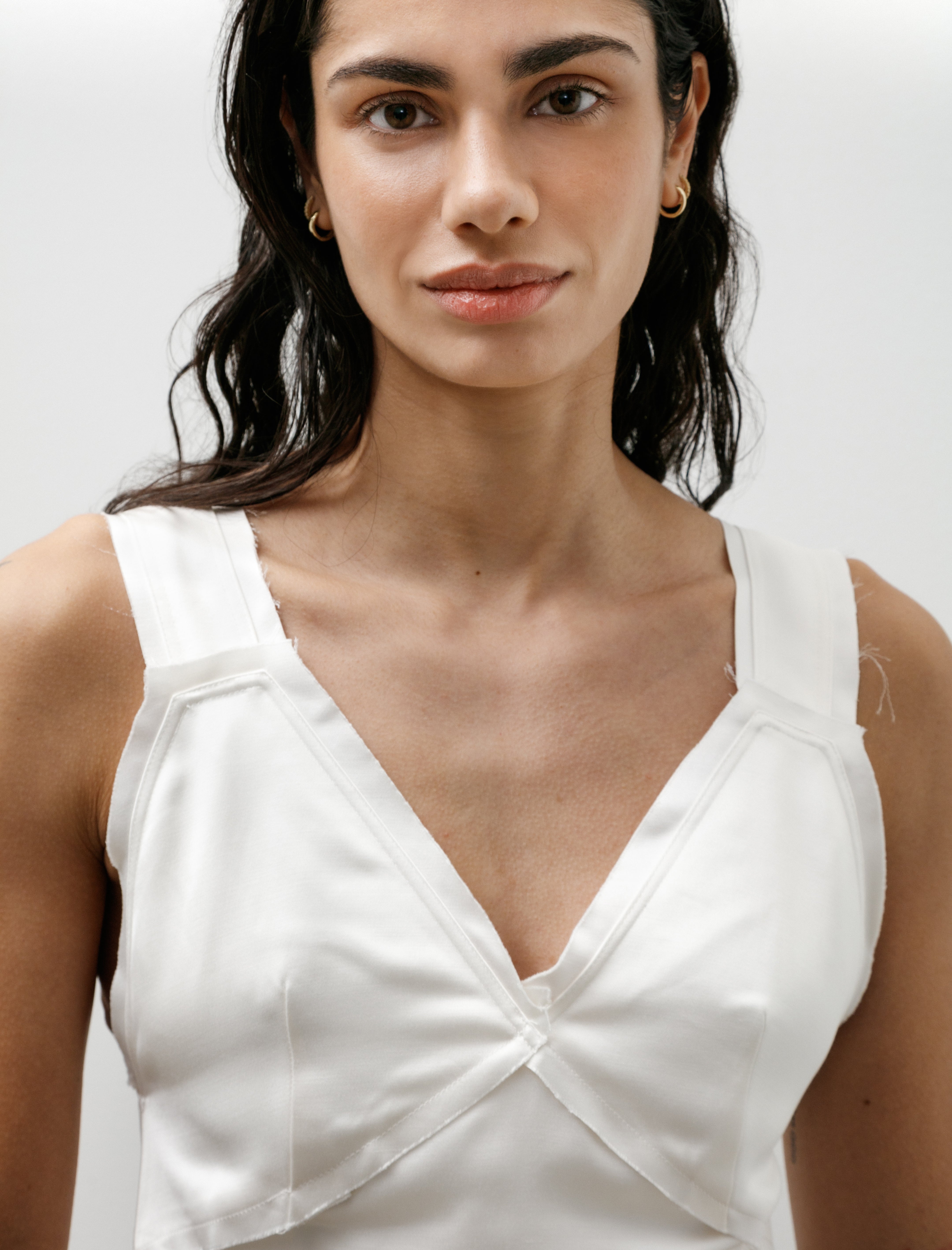 Totême Cropped Satin Camisole Off White