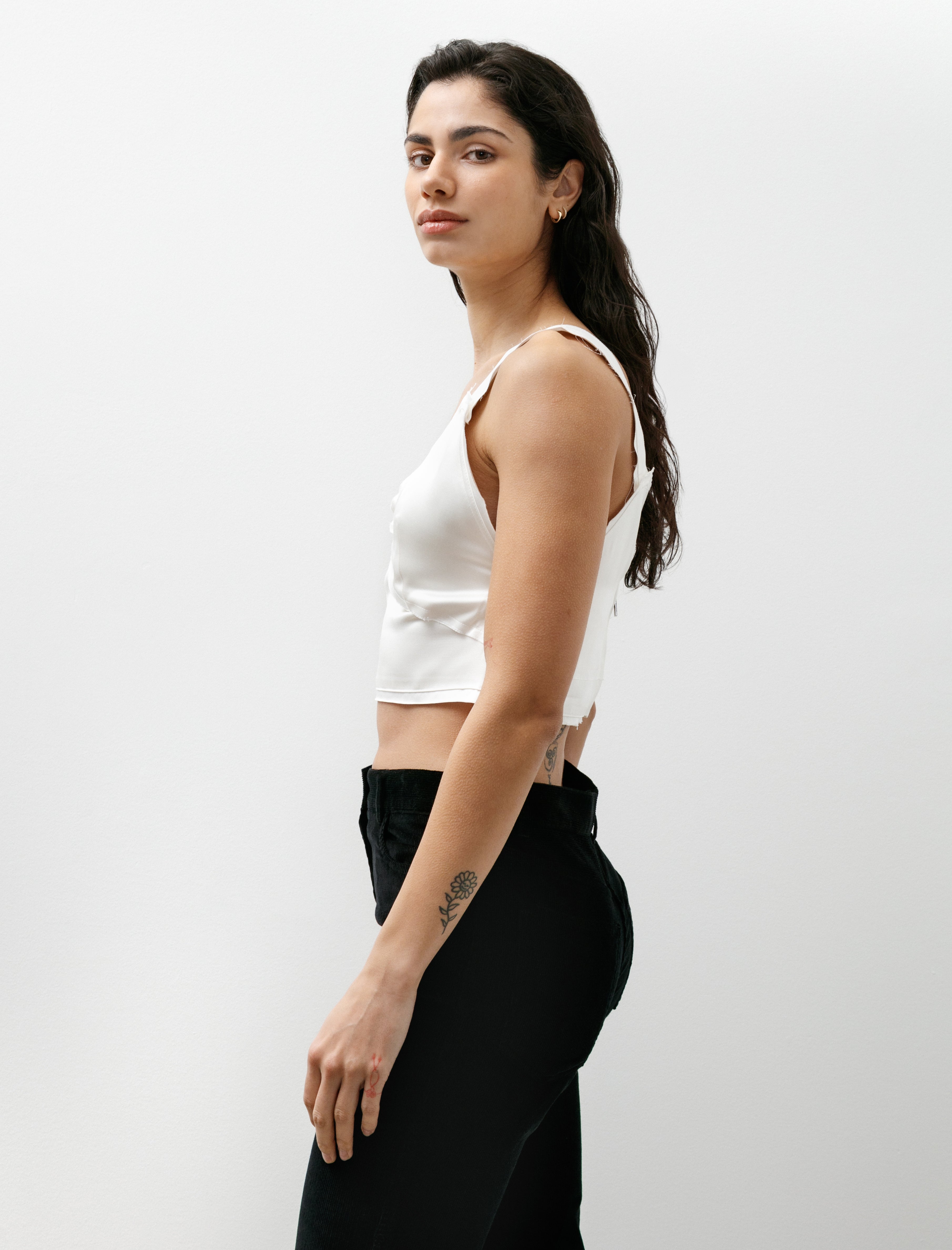 Totême Cropped Satin Camisole Off White