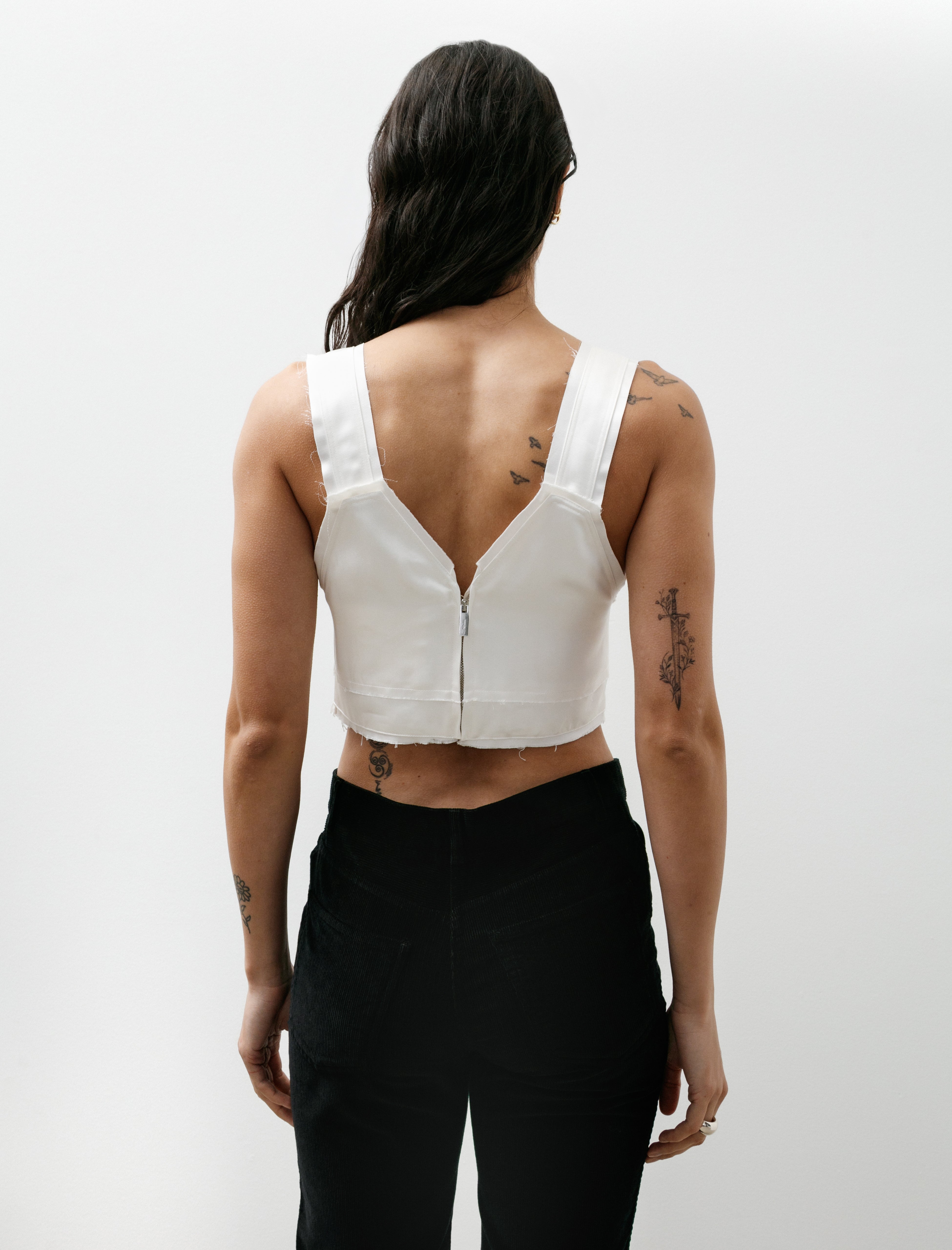 Totême Cropped Satin Camisole Off White