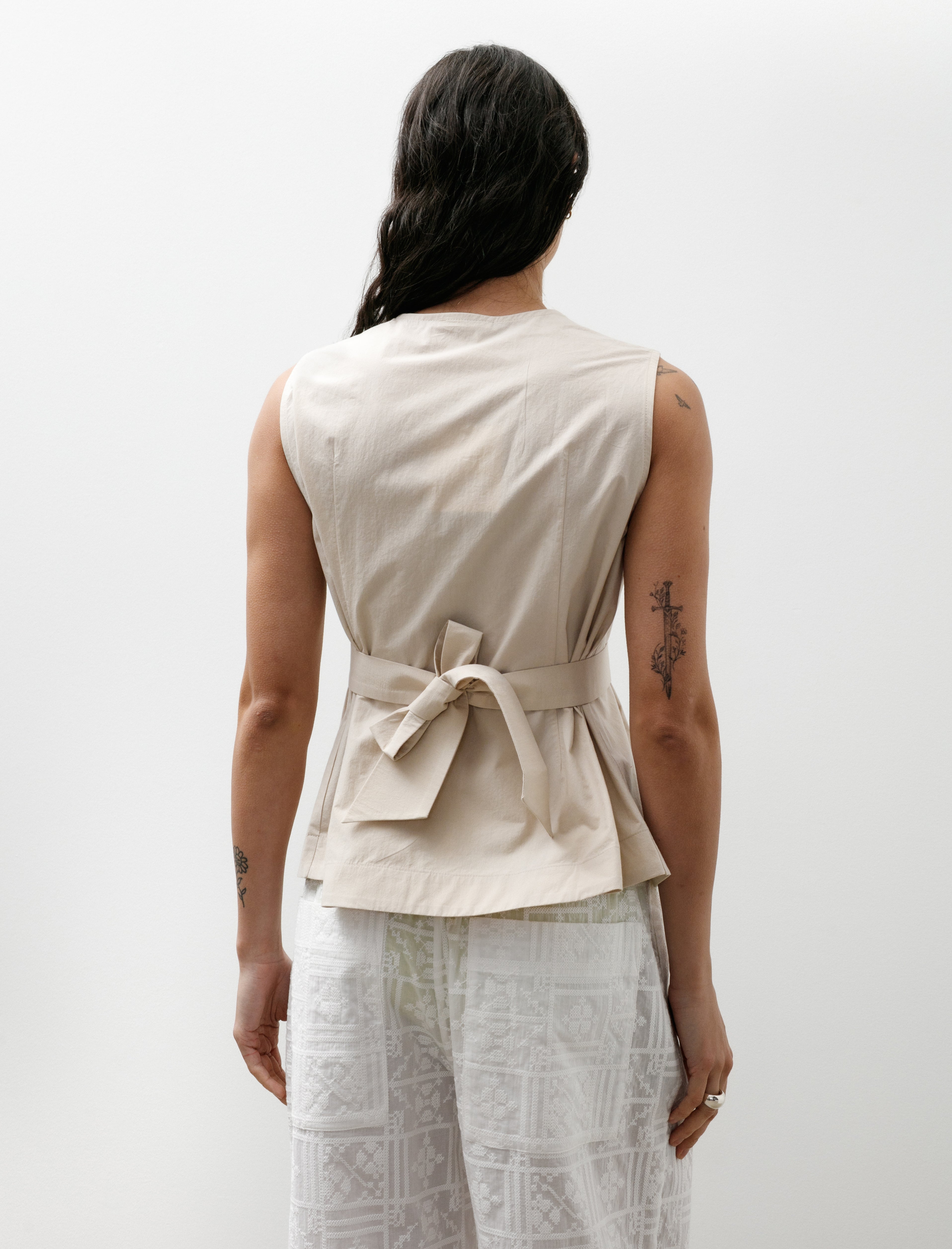 Cawley Typewriter Cotton Flo Waistcoat Oat