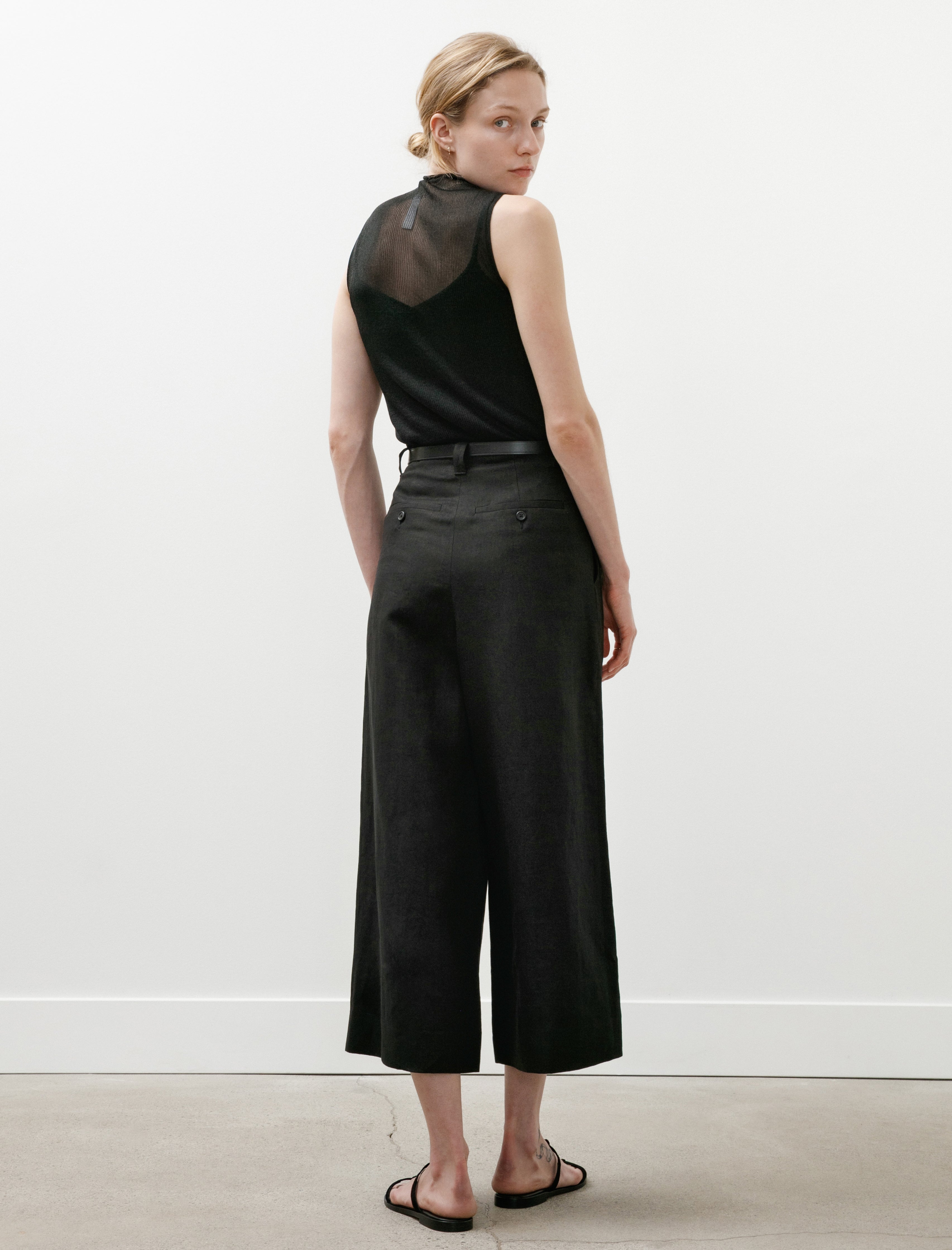 Margaret Howell Flat Front Culottes Compact Linen Black
