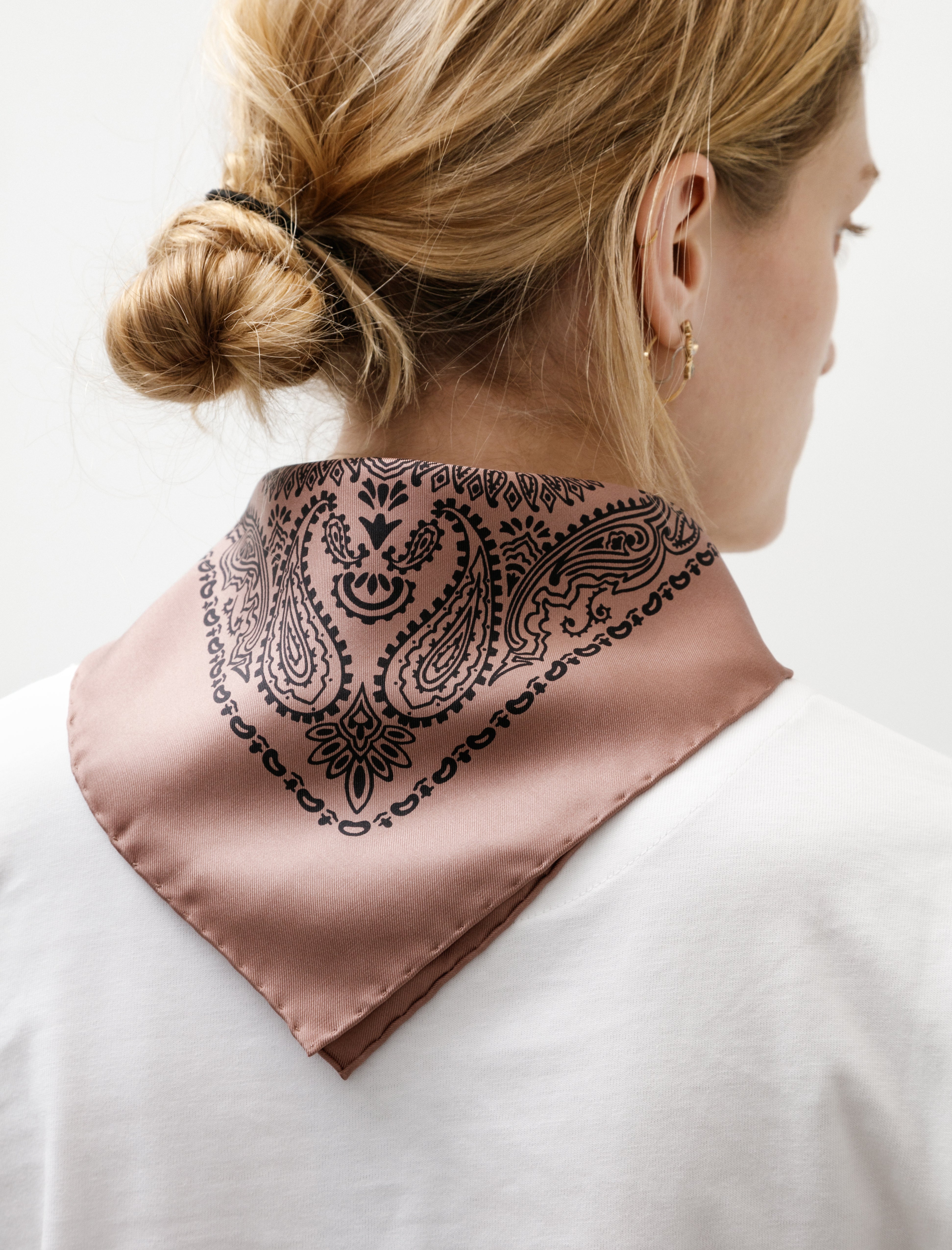 Margaret Howell Paisley Bandana Silk Twill Mineral Pink/Black