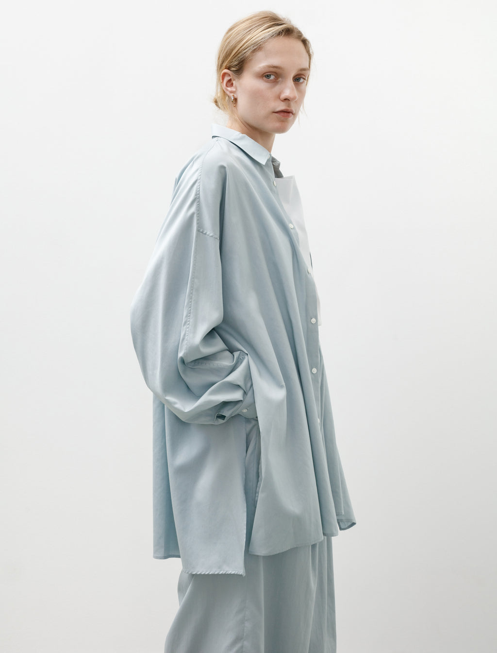 Graphpaper Silicon Poplin Deep Slit Regular Collar Shirt Smoke