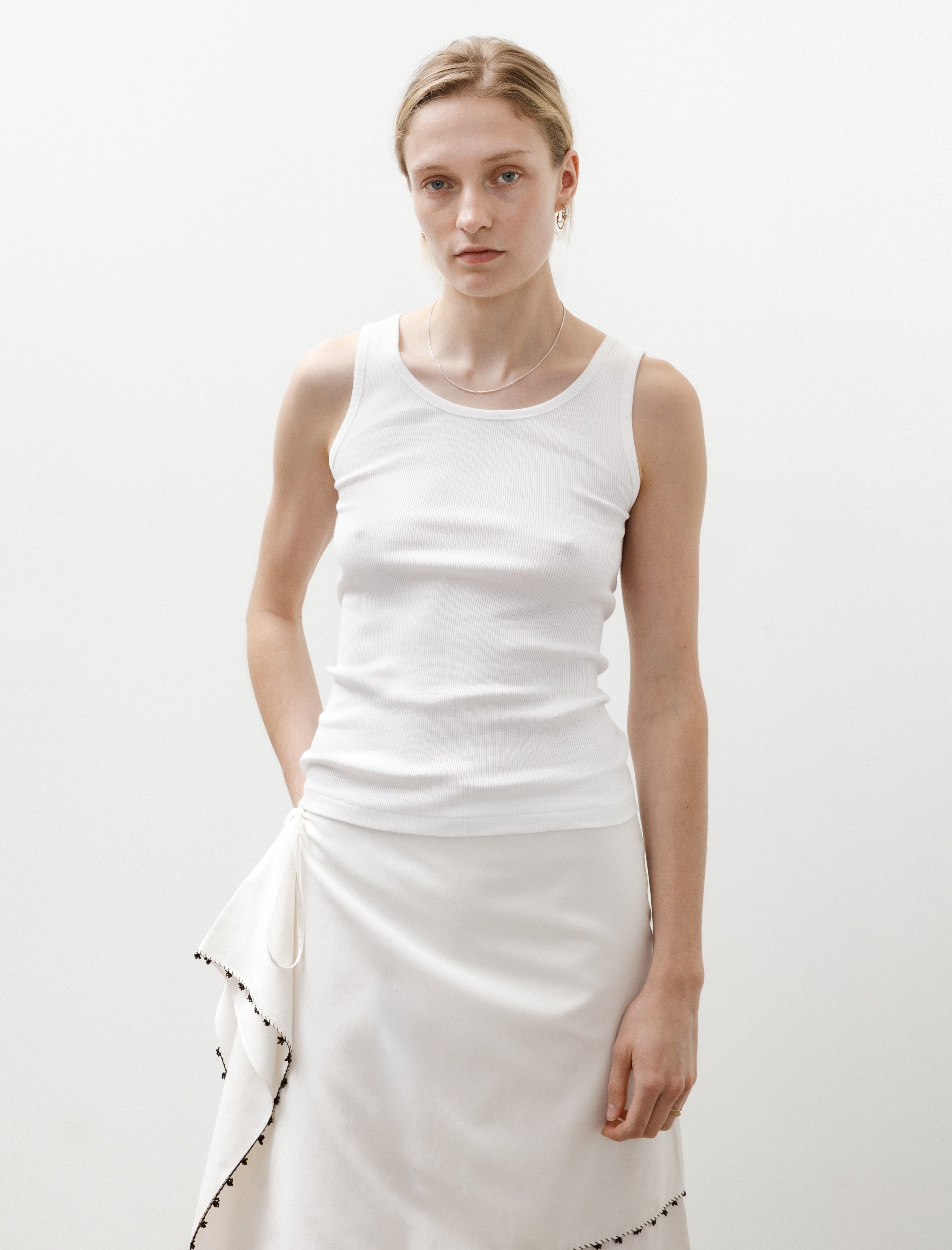 Comoli Ribbed Tank Top White