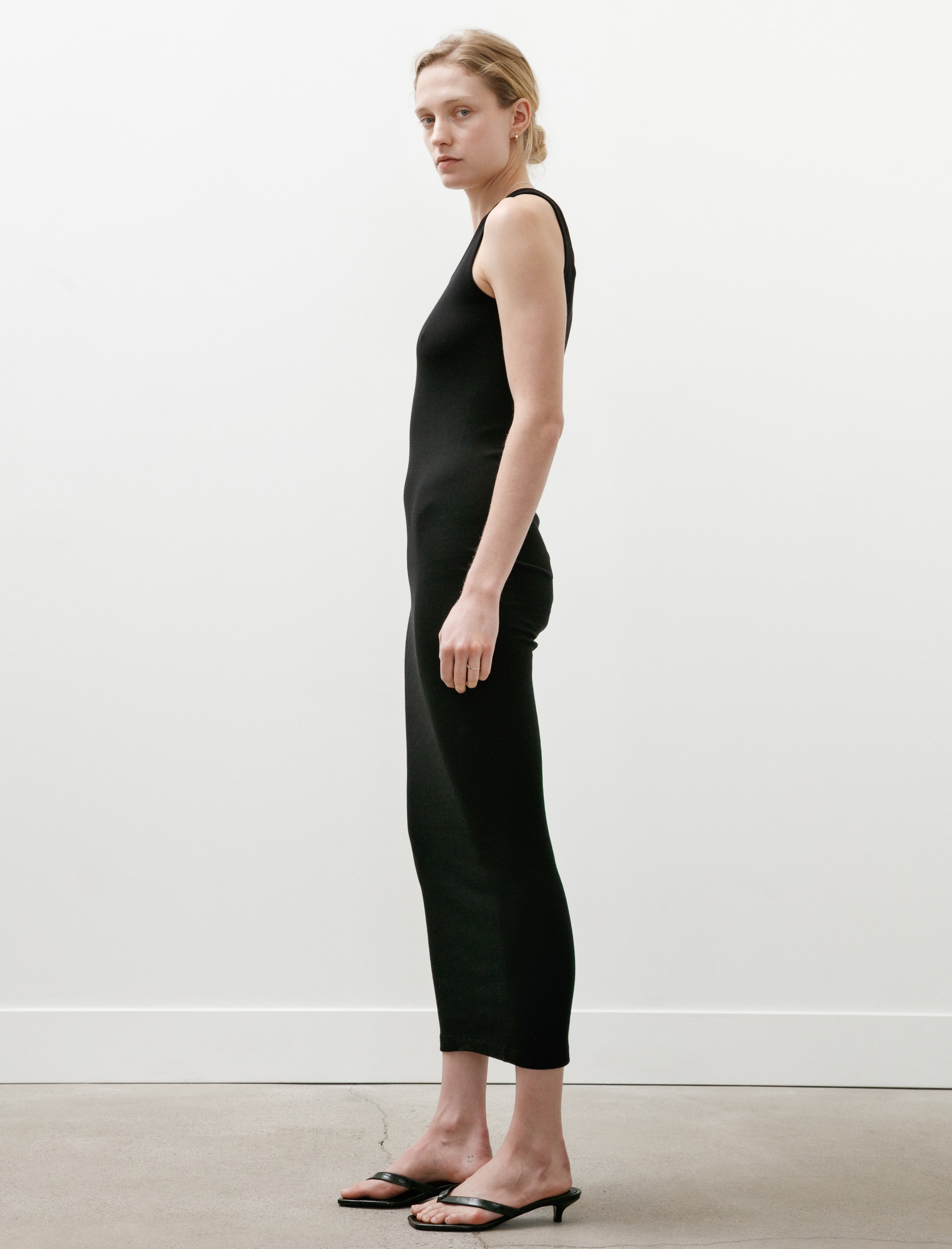 Comoli Ribbed Dress Black