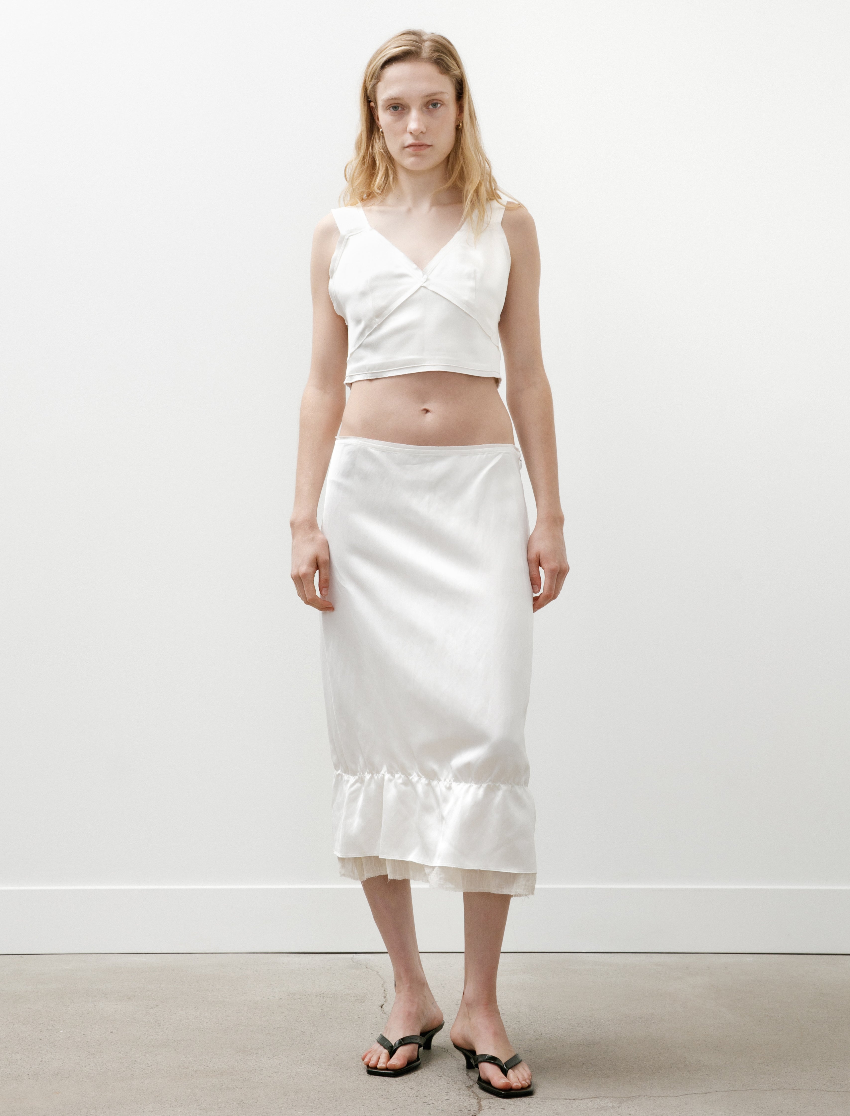 Toteme Layered Satin Skirt White