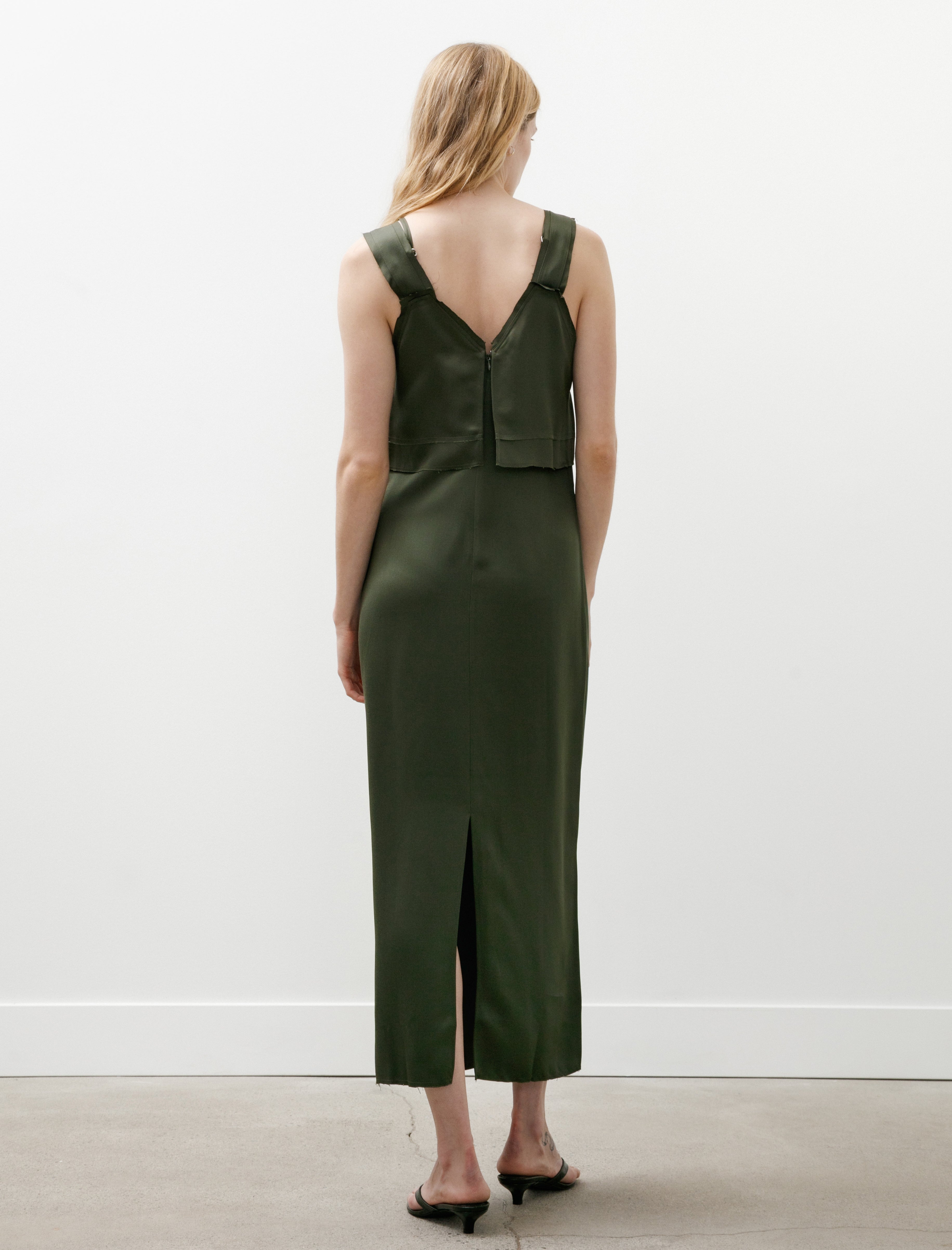 Toteme V-Neck Slip Dress Bottle Green