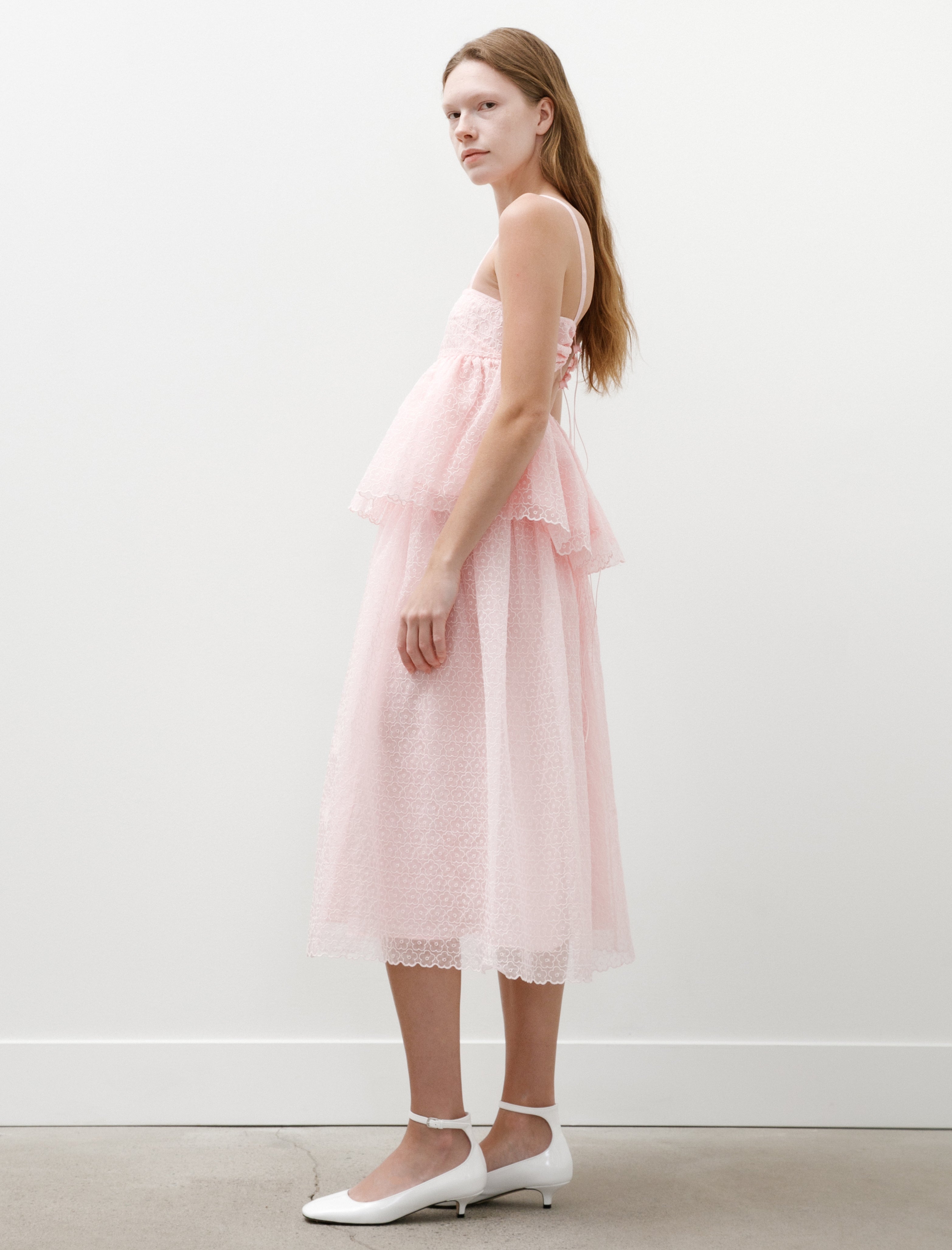 Cecilie Bahnsen Bala Skirt Windflower Embroidery Blush Pink