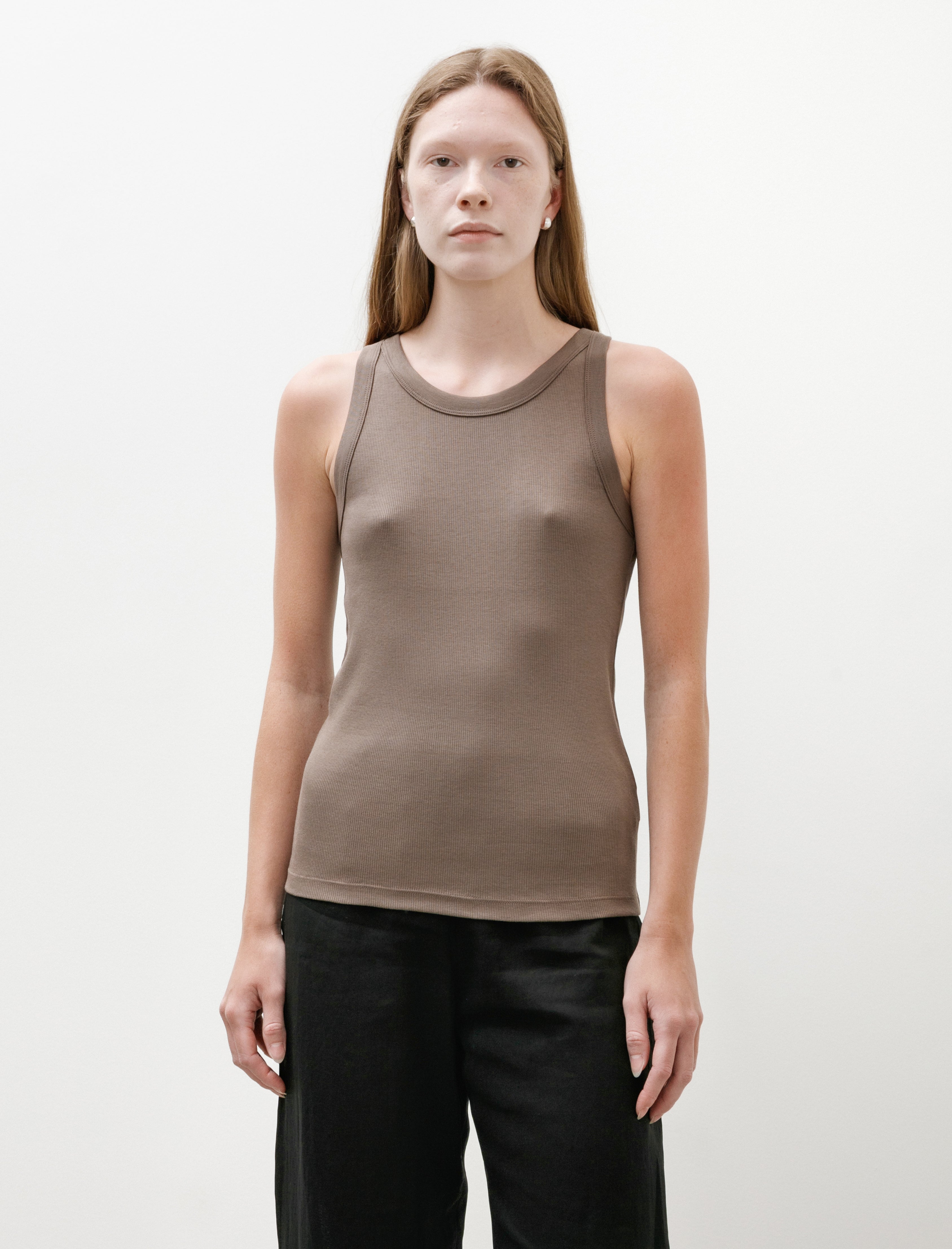 Sunspel Rib Vest Dark Cedar