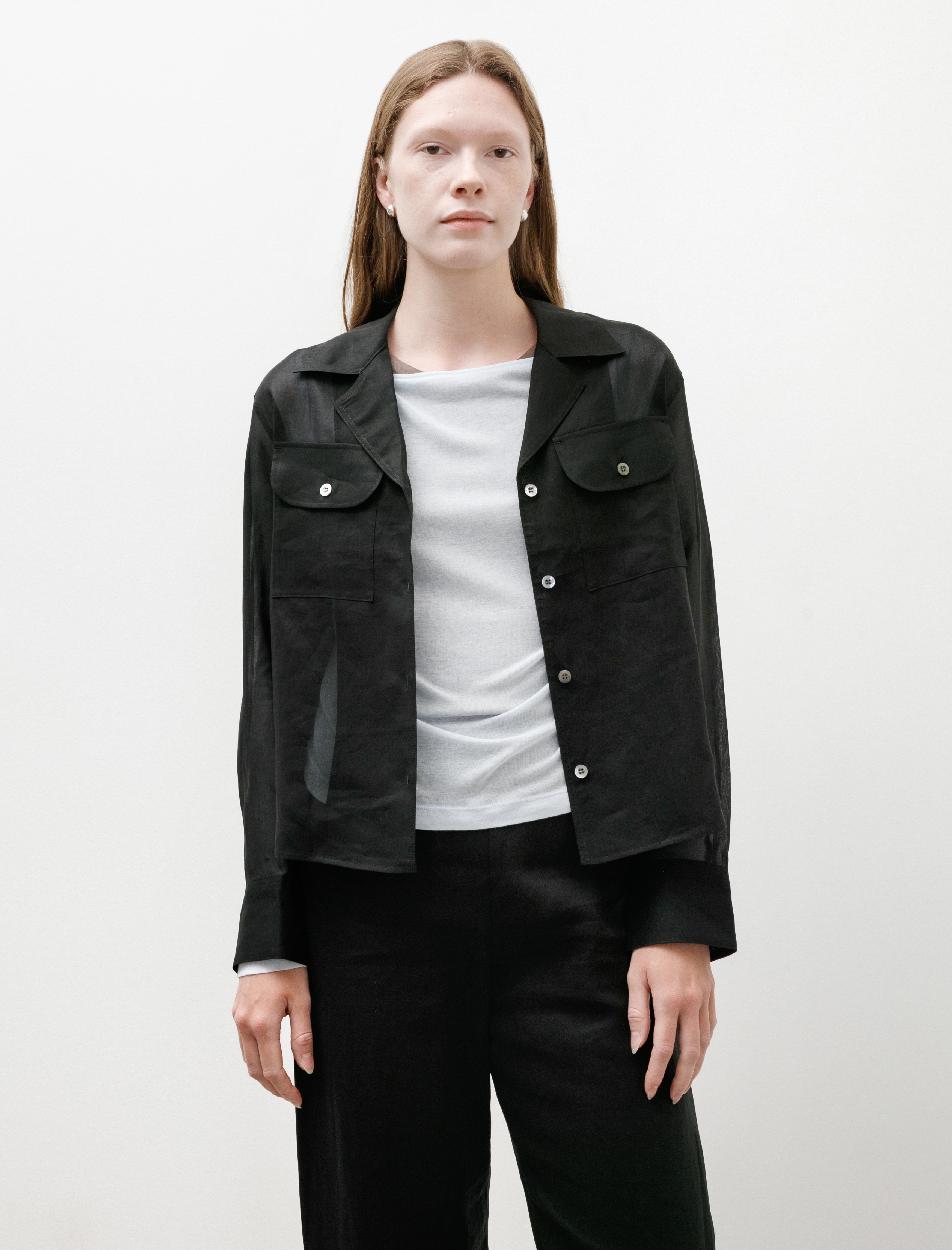 Ernie Palo Sheer Double Pocket Shirt Black