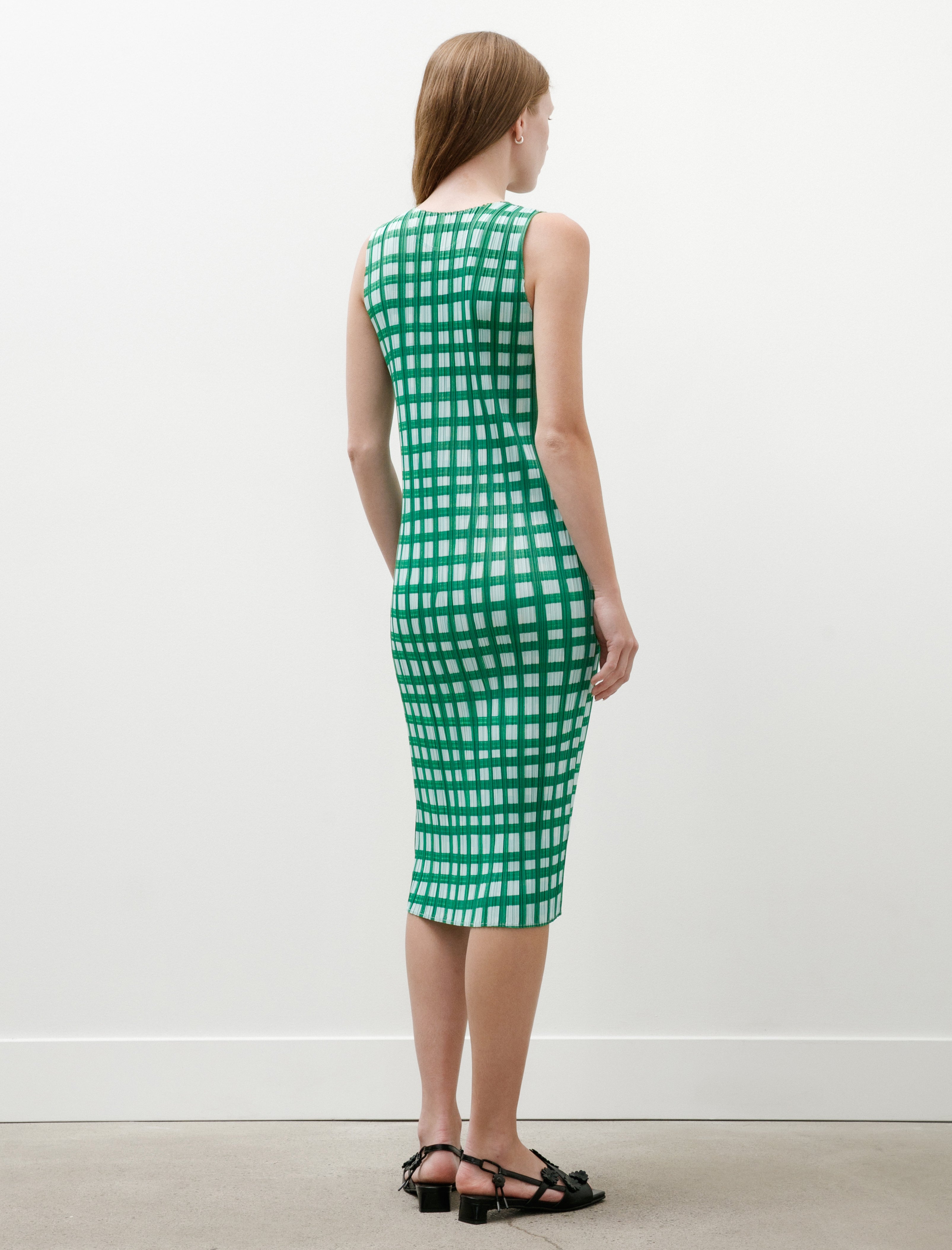 Pleats Please by Issey Miyake Basket Dress Green