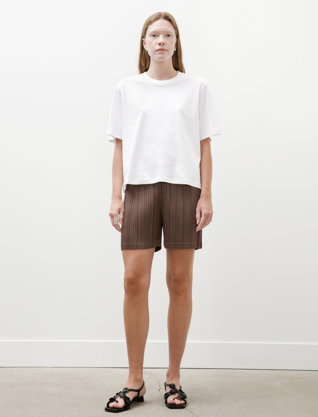 Pleats Please by Issey Miyake Loop Bottoms Shorts Dark Brown