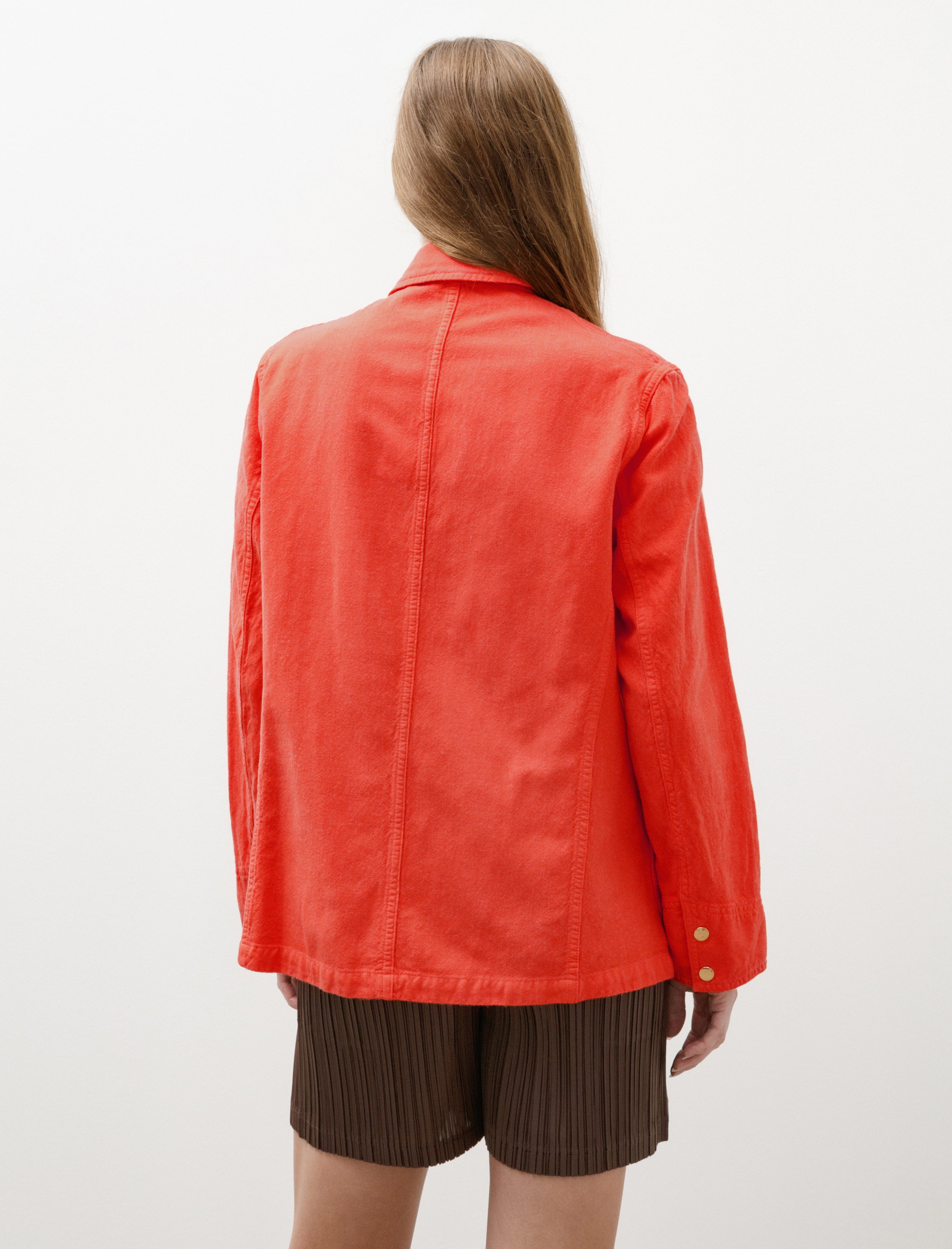 Auralee Wool Cotton Linen Ox Work Jacket Red Orange