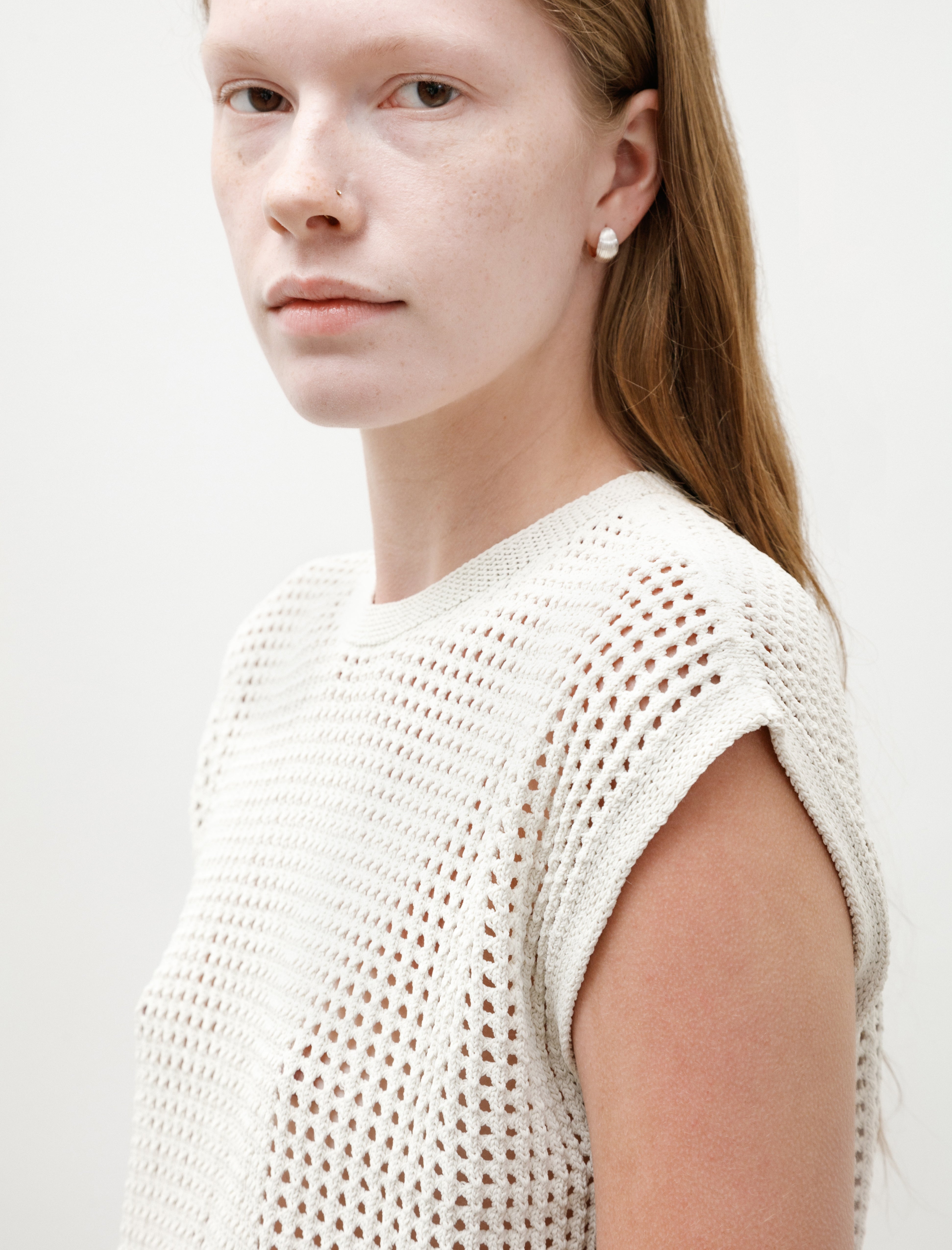 Pleats Please by Issey Miyake Fishnet Knit Ivory