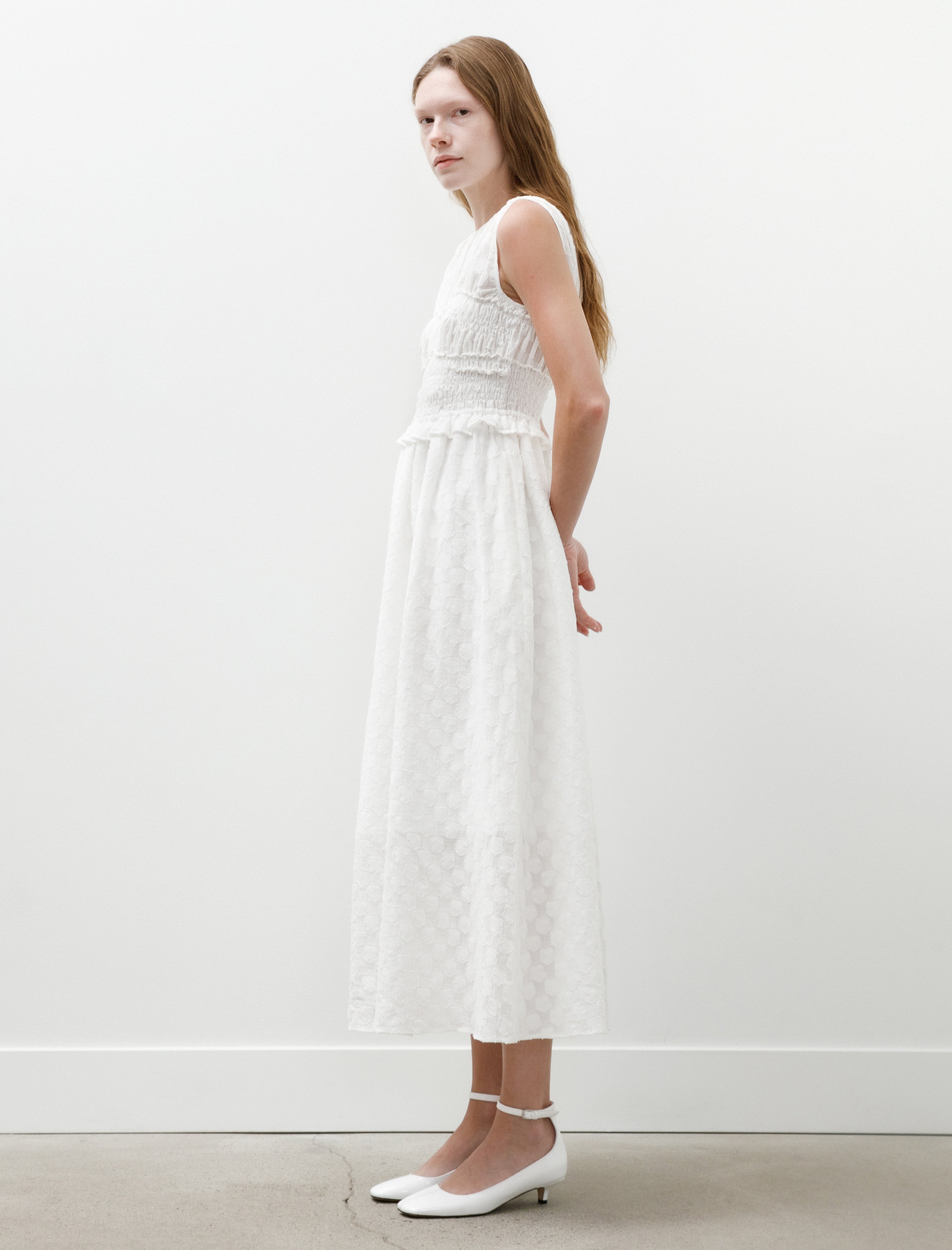 Cecilie Bahnsen Dinah Dress Fleur Fil-Coupé White