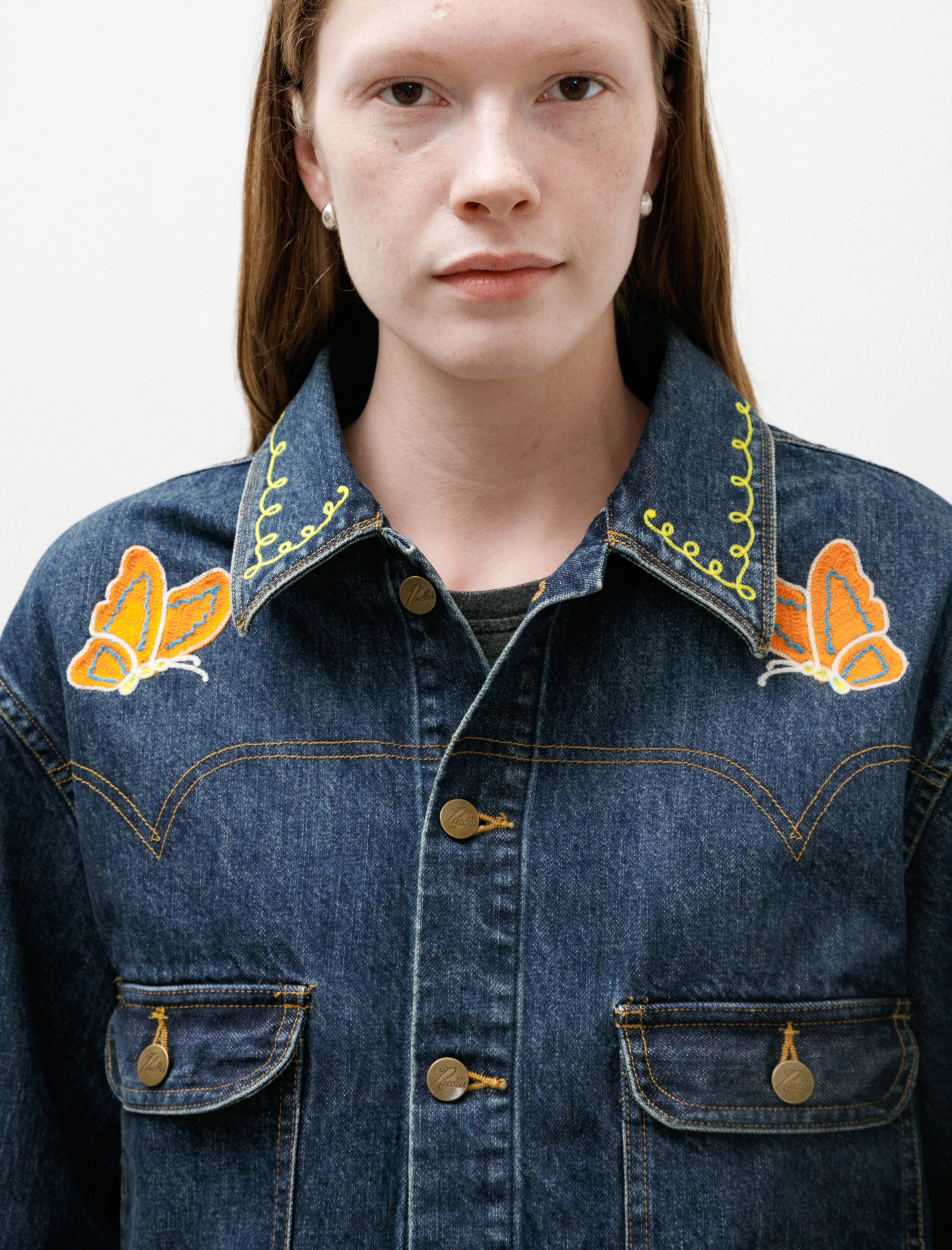 Needles Papillon Embroidered Jean Jacket