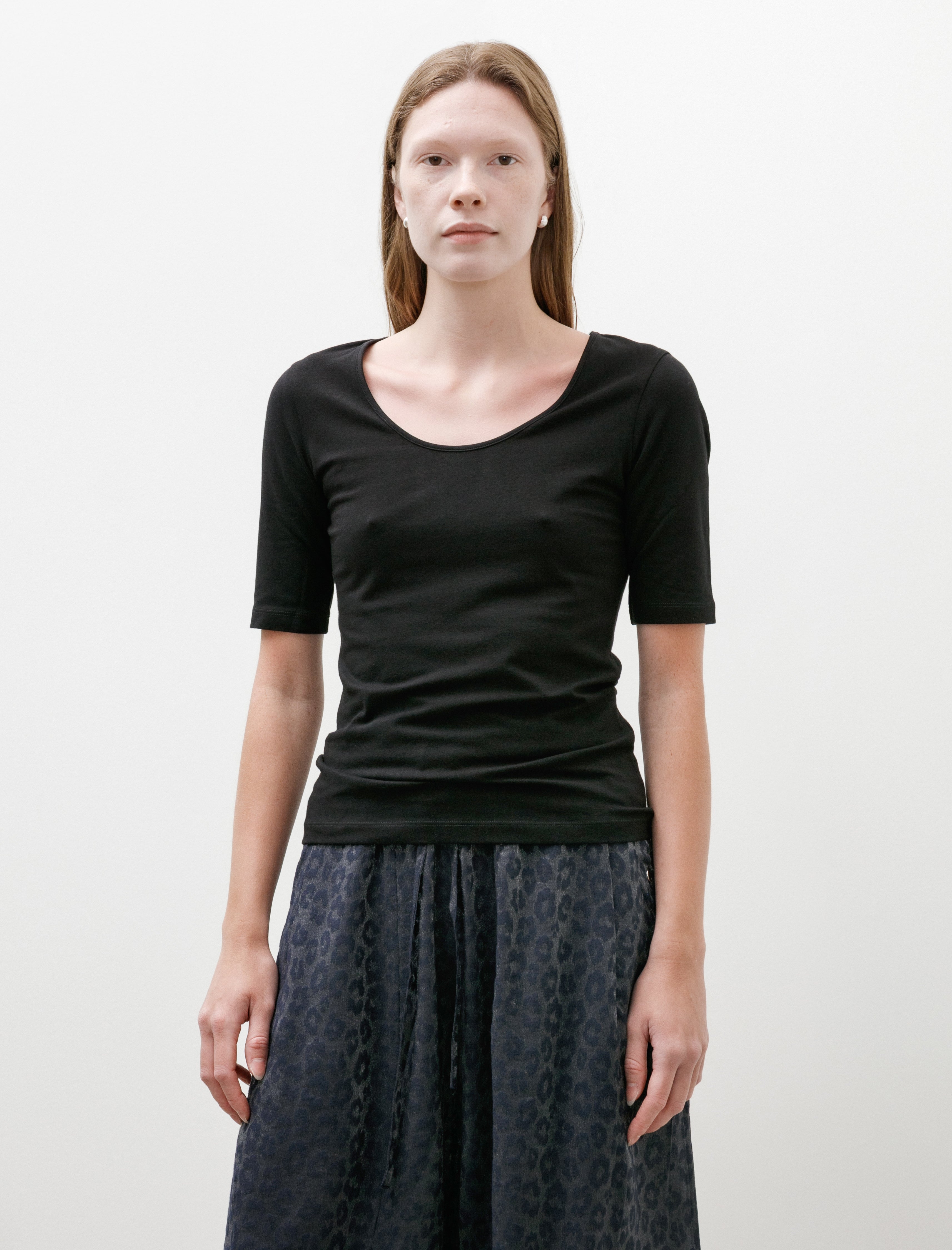 Sunspel Stretch Scoop Neck Top Black