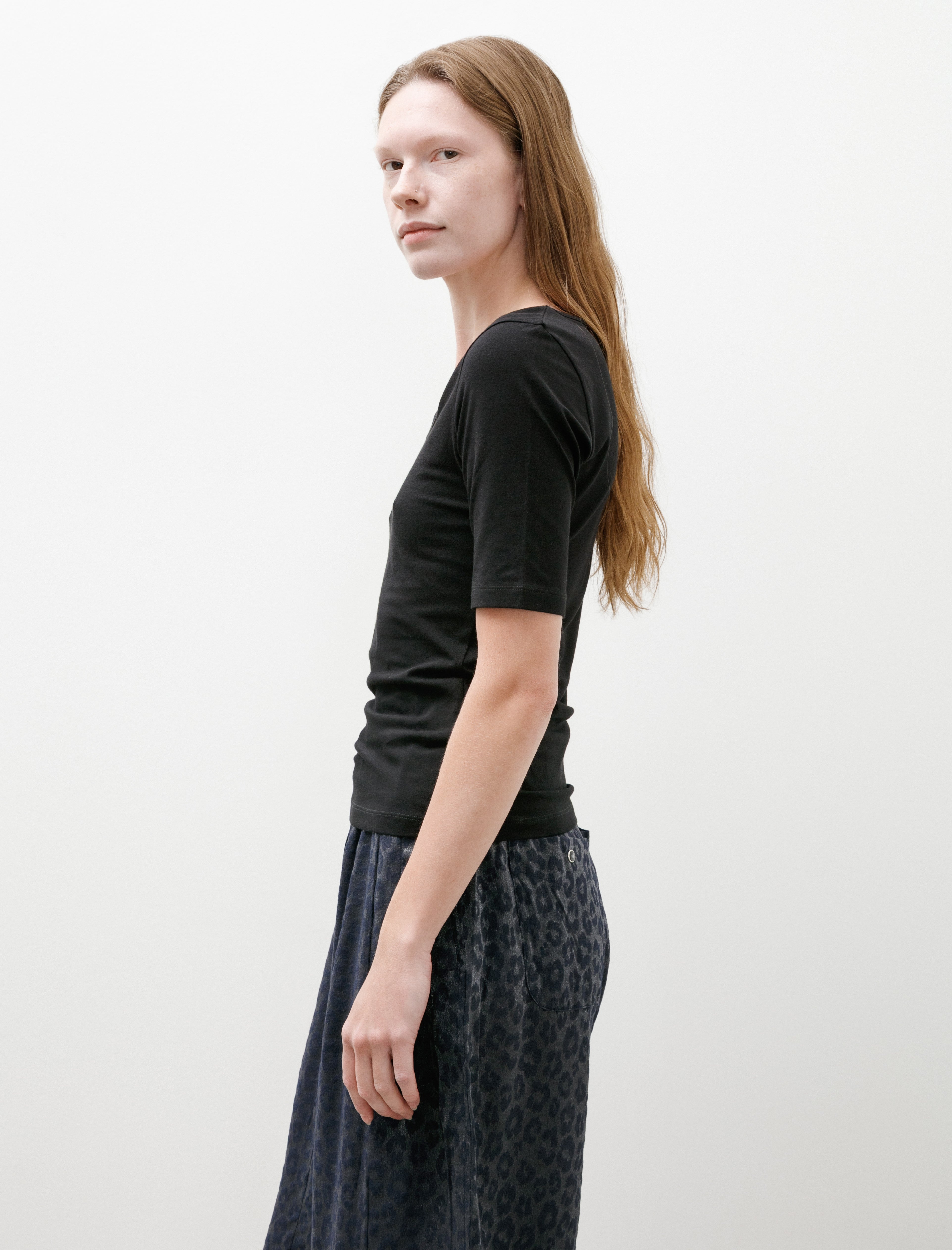 Sunspel Stretch Scoop Neck Top Black