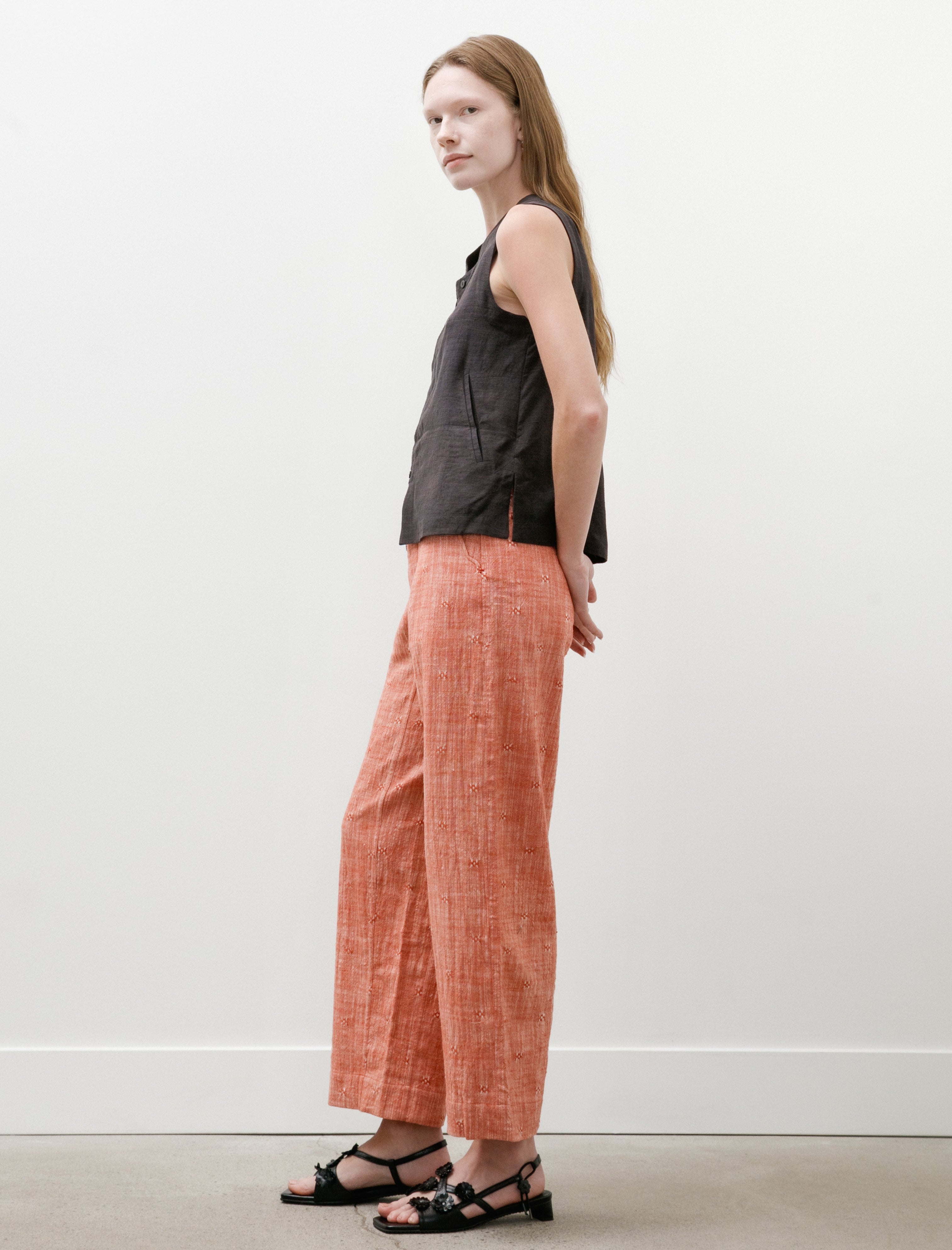 SeventyFive Straight Rambling Trousers Handwoven Red