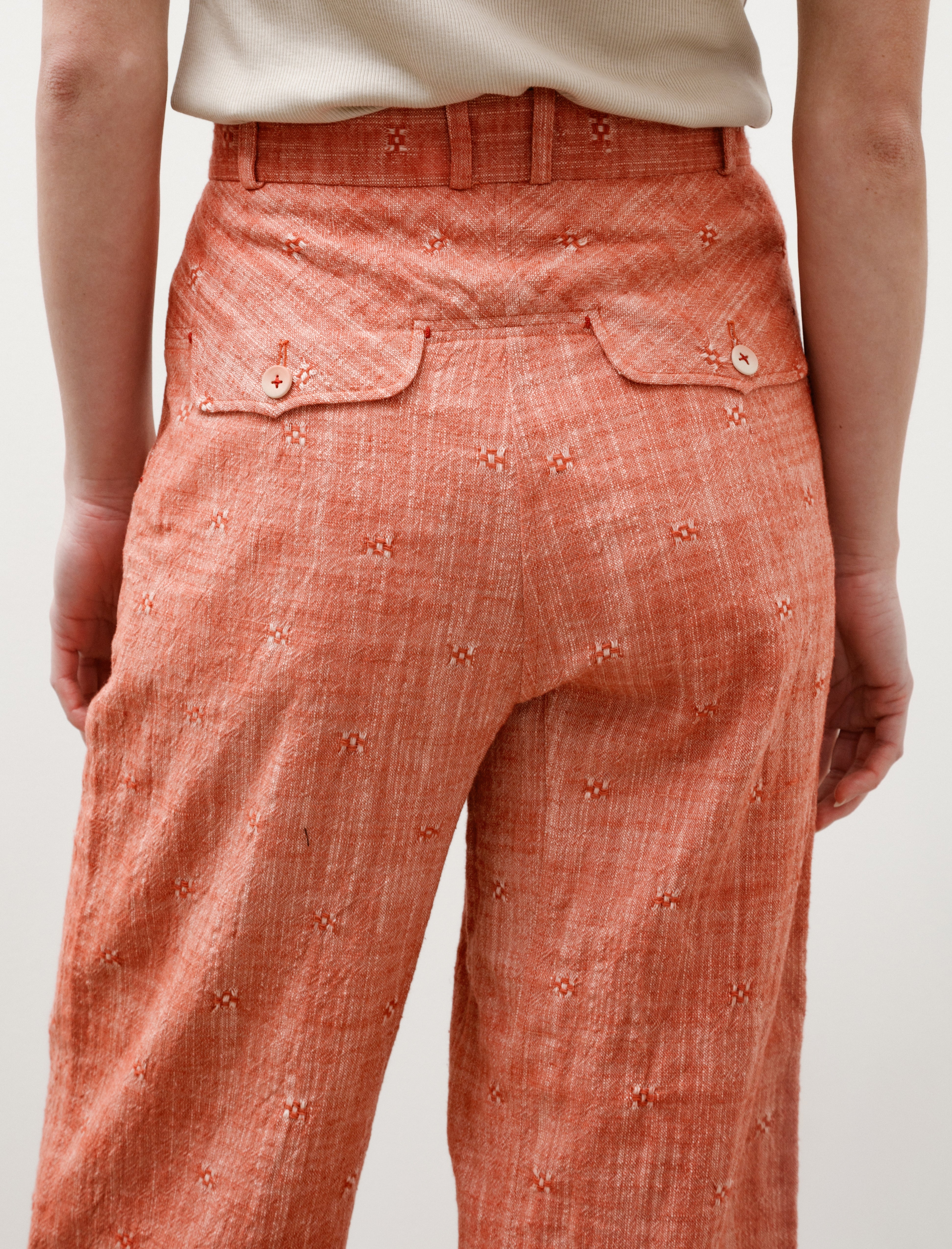 SeventyFive Straight Rambling Trousers Handwoven Red