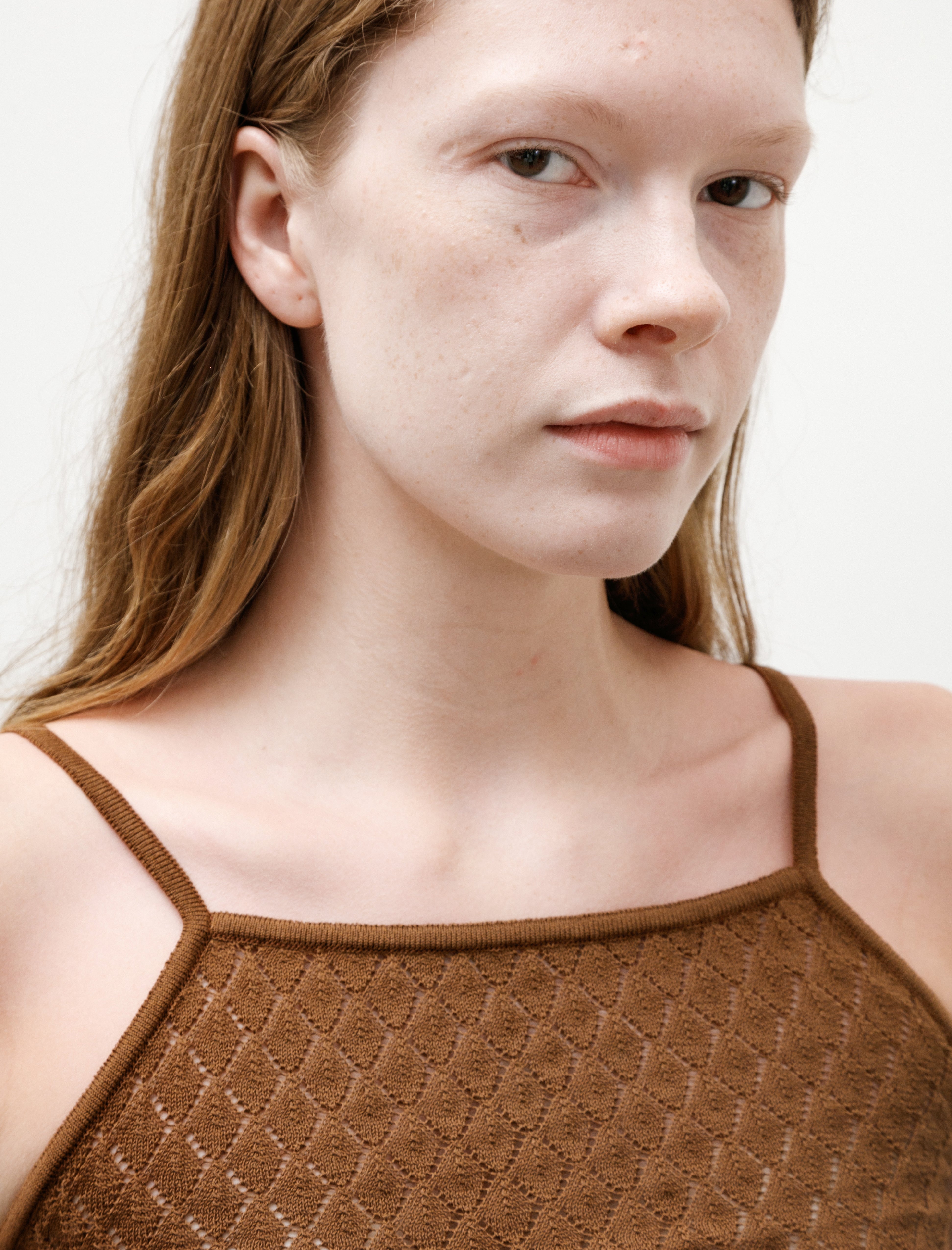 Ernie Palo Open Work Knit Camisole Brown