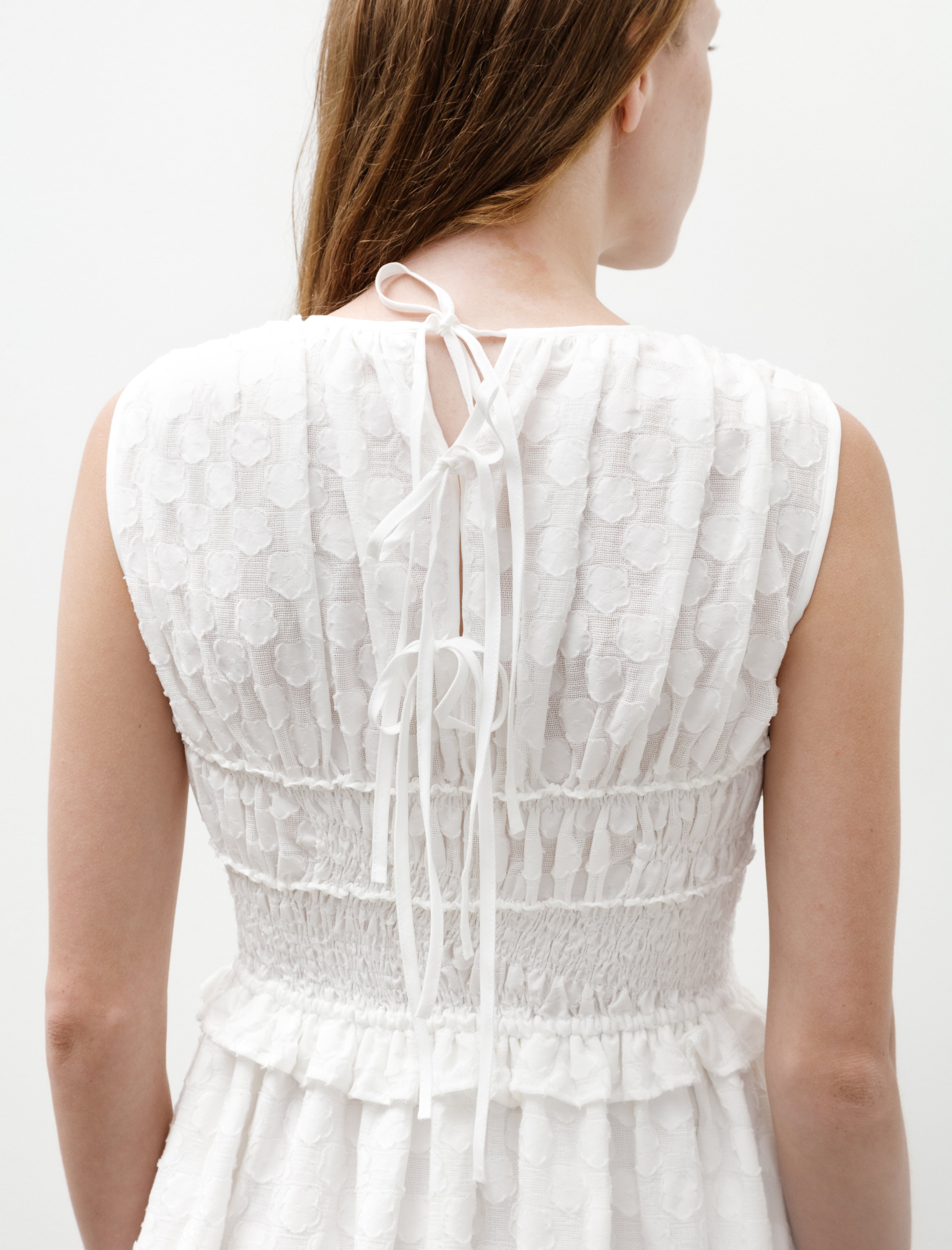 Cecilie Bahnsen Dinah Dress Fleur Fil-Coupé White