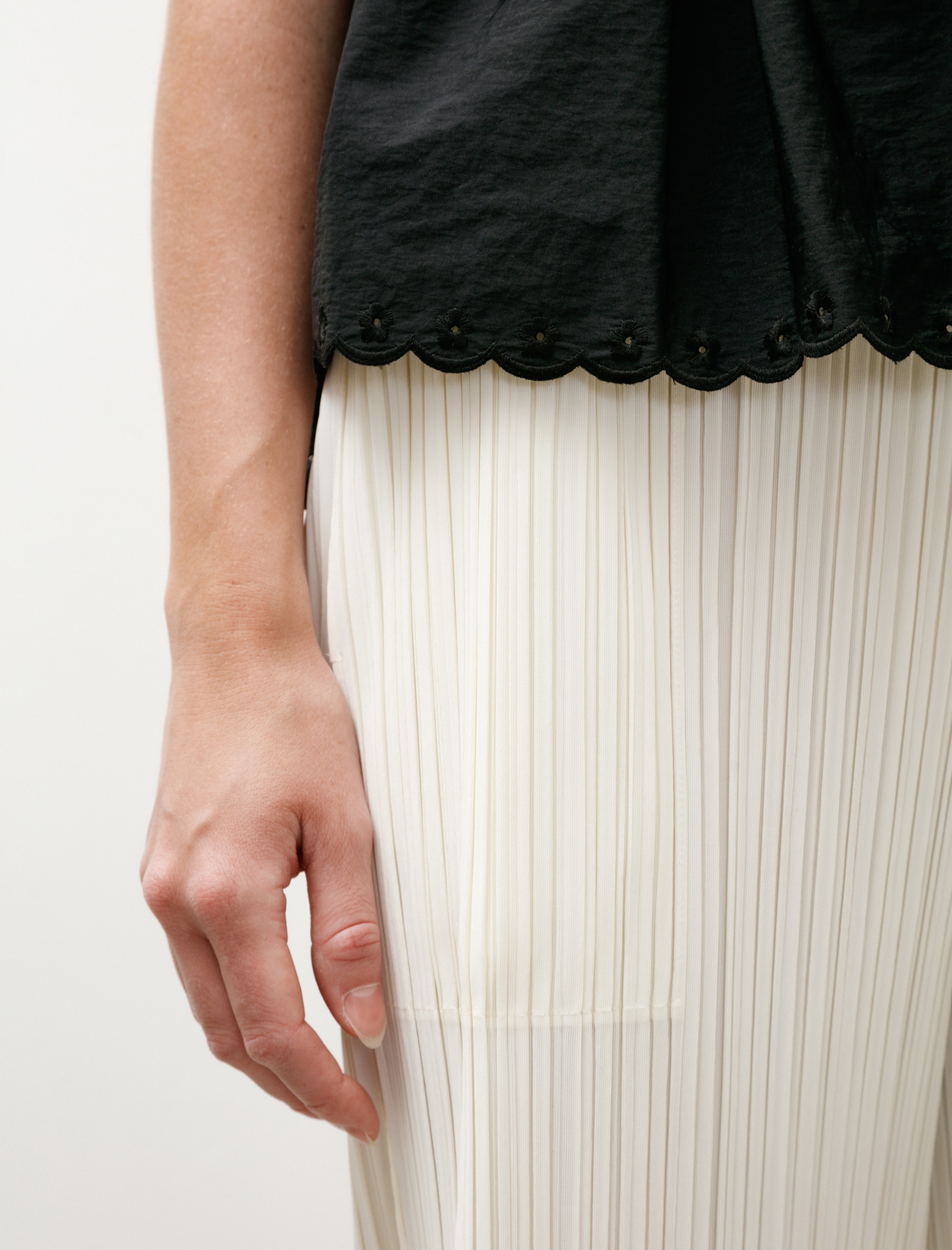 Cecilie Bahnsen Selena Top Embroidered Taffeta Black