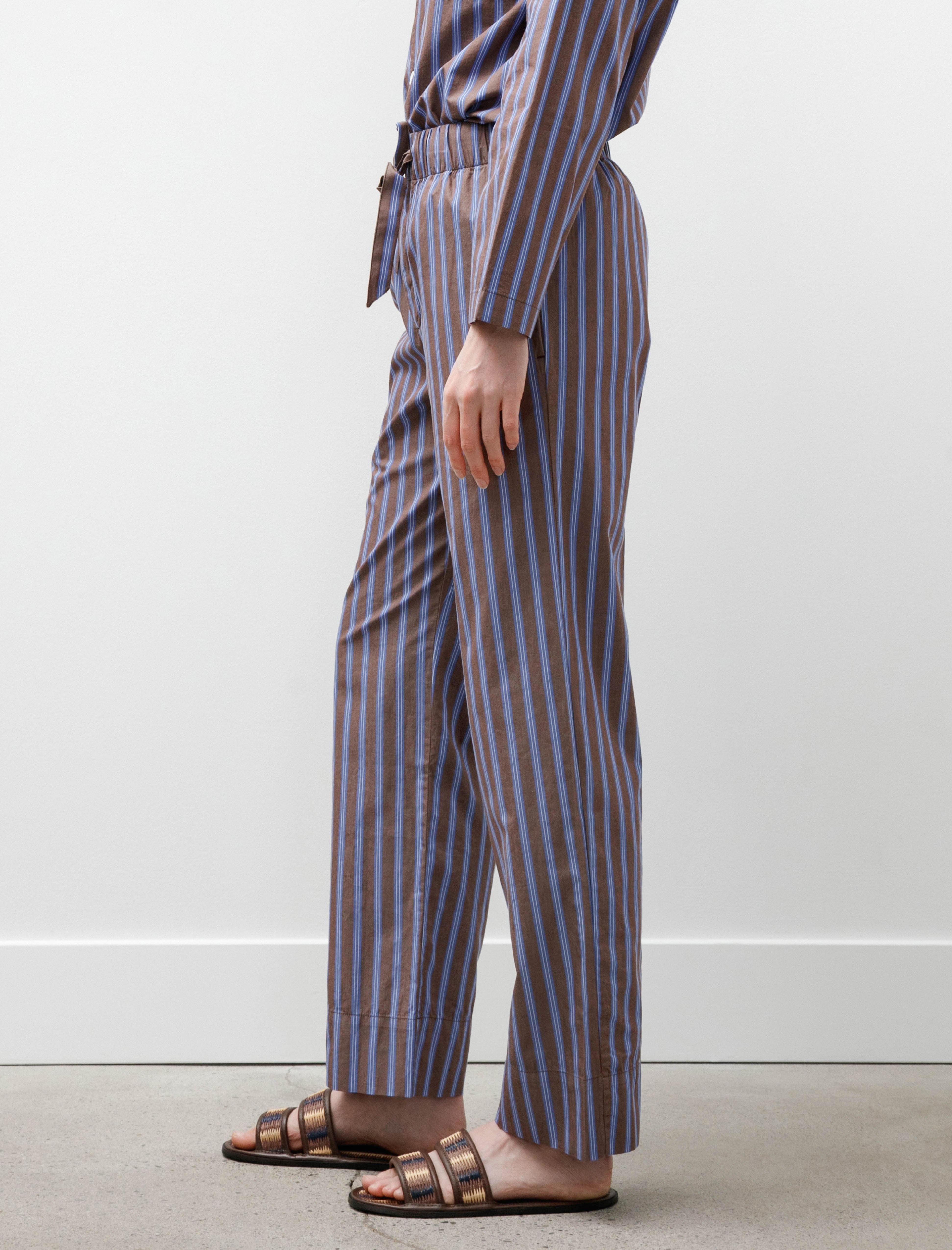 Tekla Poplin Pyjama Pants Chestnut Stripe