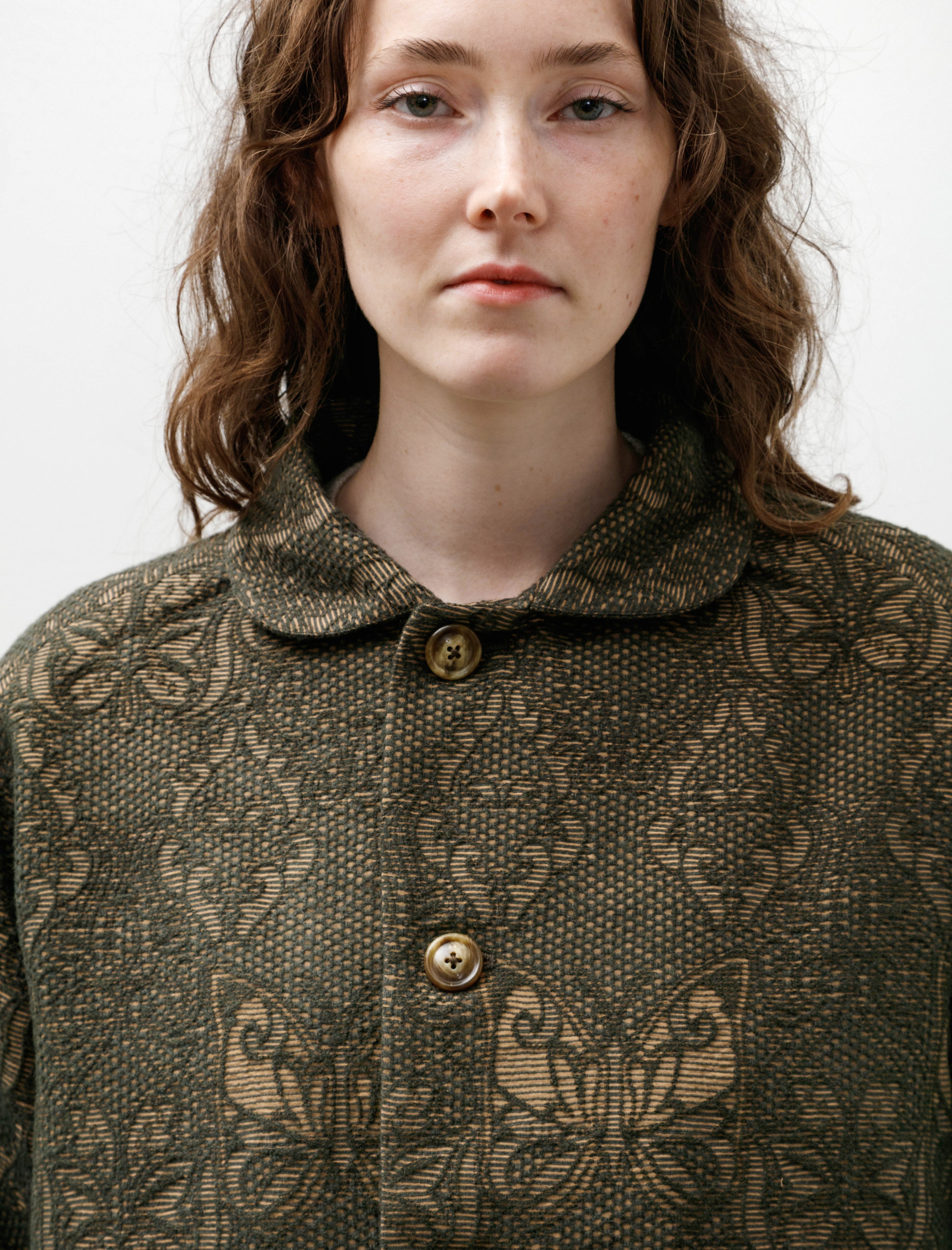 Needles Stand Collar Jacket Papillon Jacquard Green