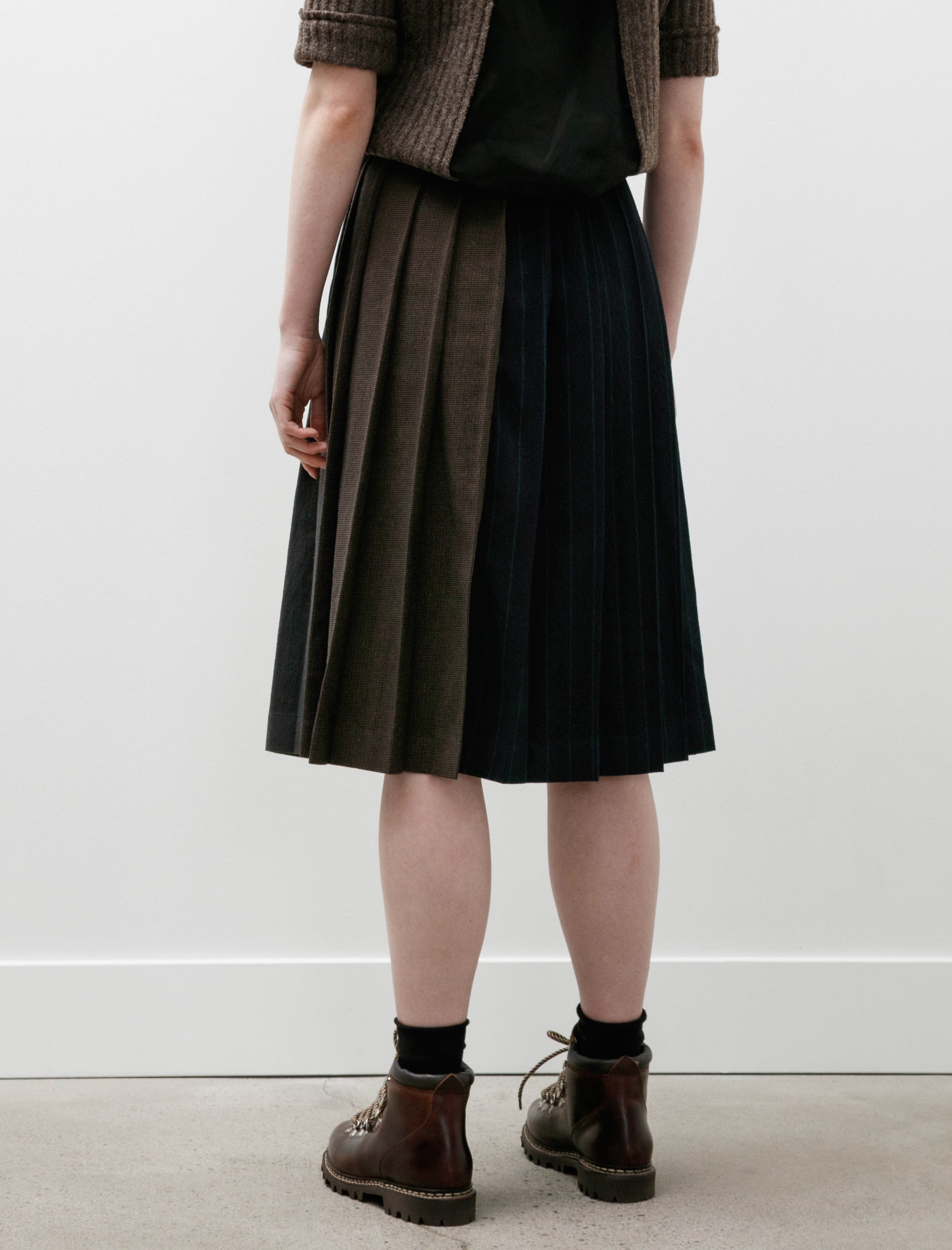 Hache Kilt Skirt Navy and Orange