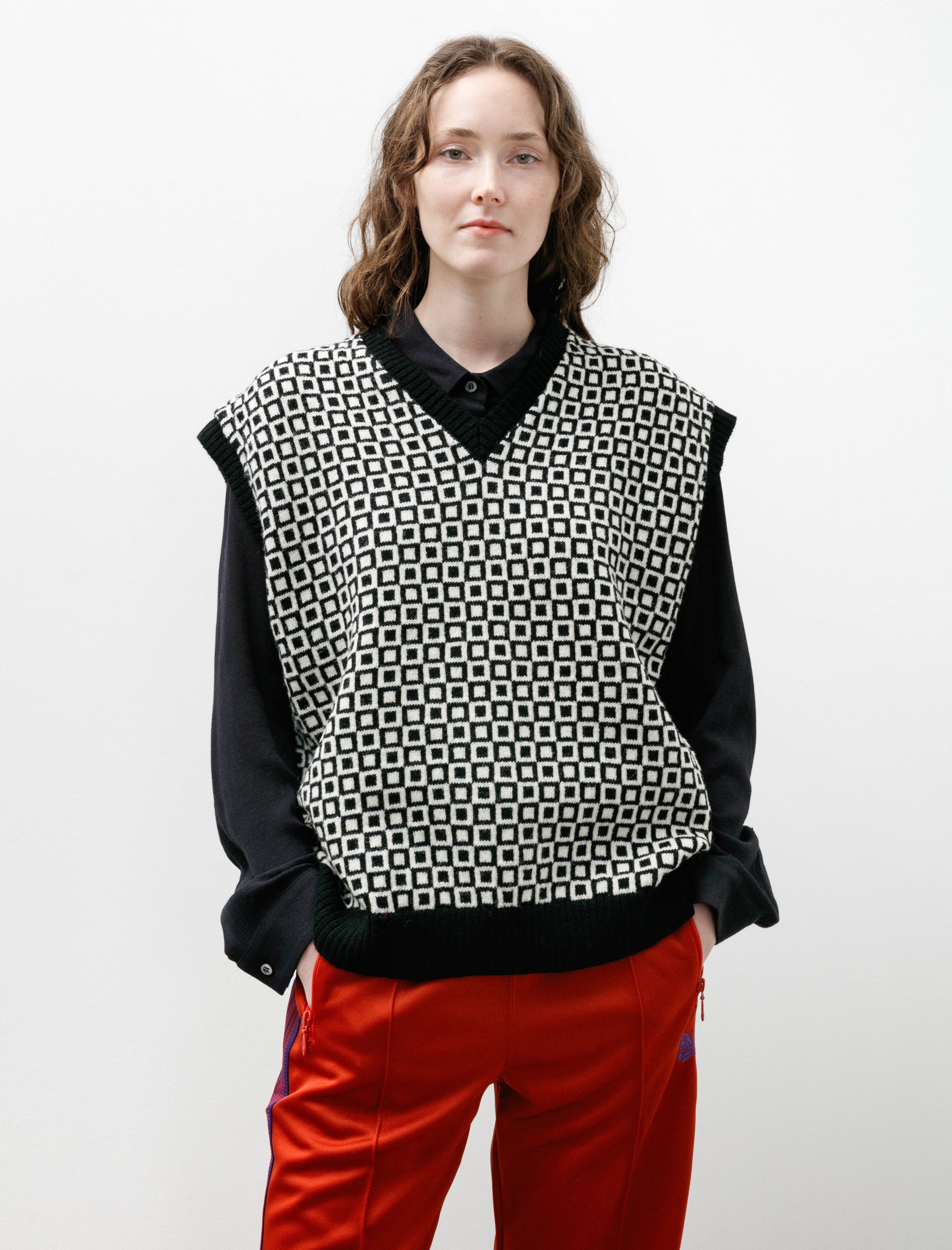 Needles Shetland Knit Vest Plaid Black