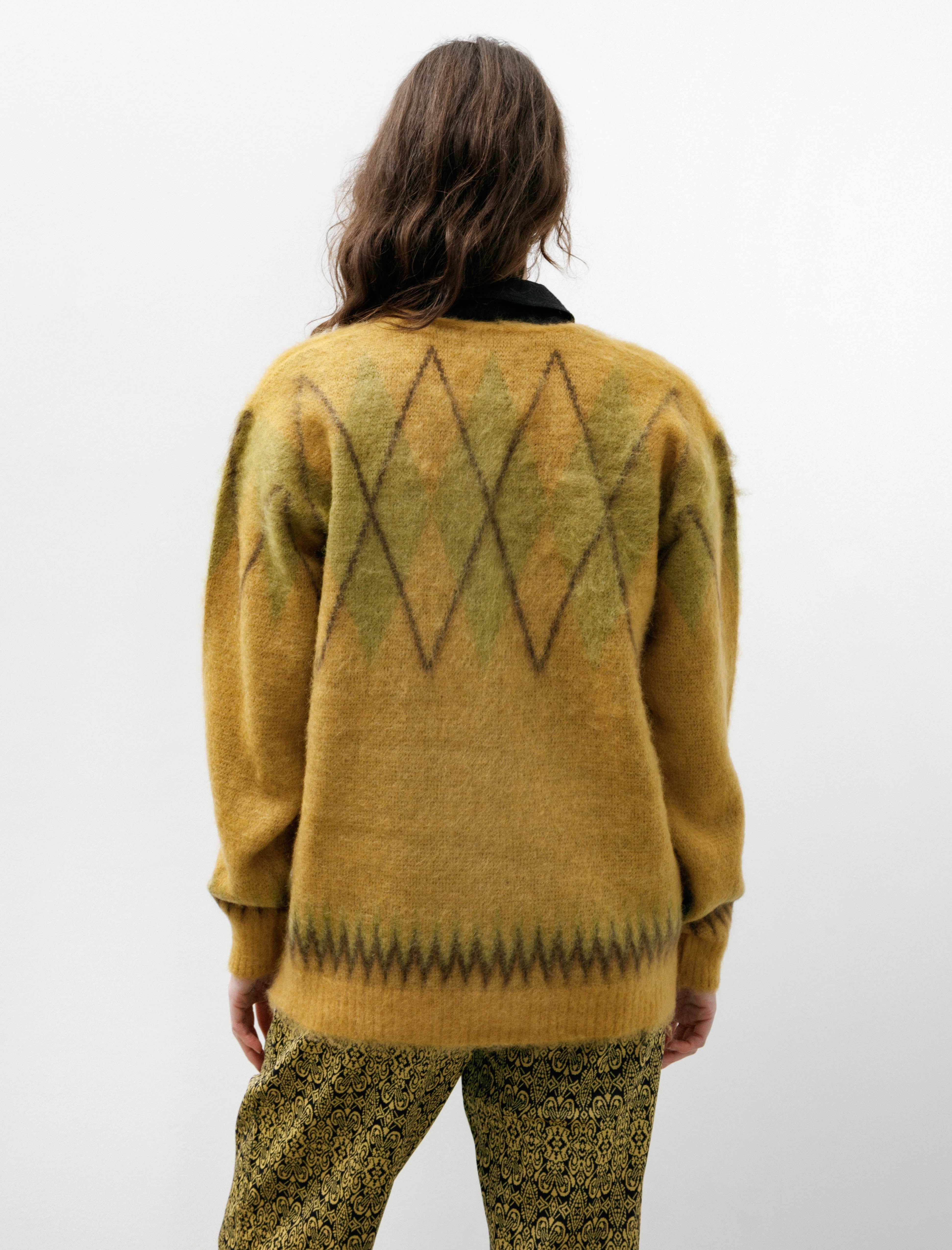 Needles Mohair Cardigan Argyle Mustard