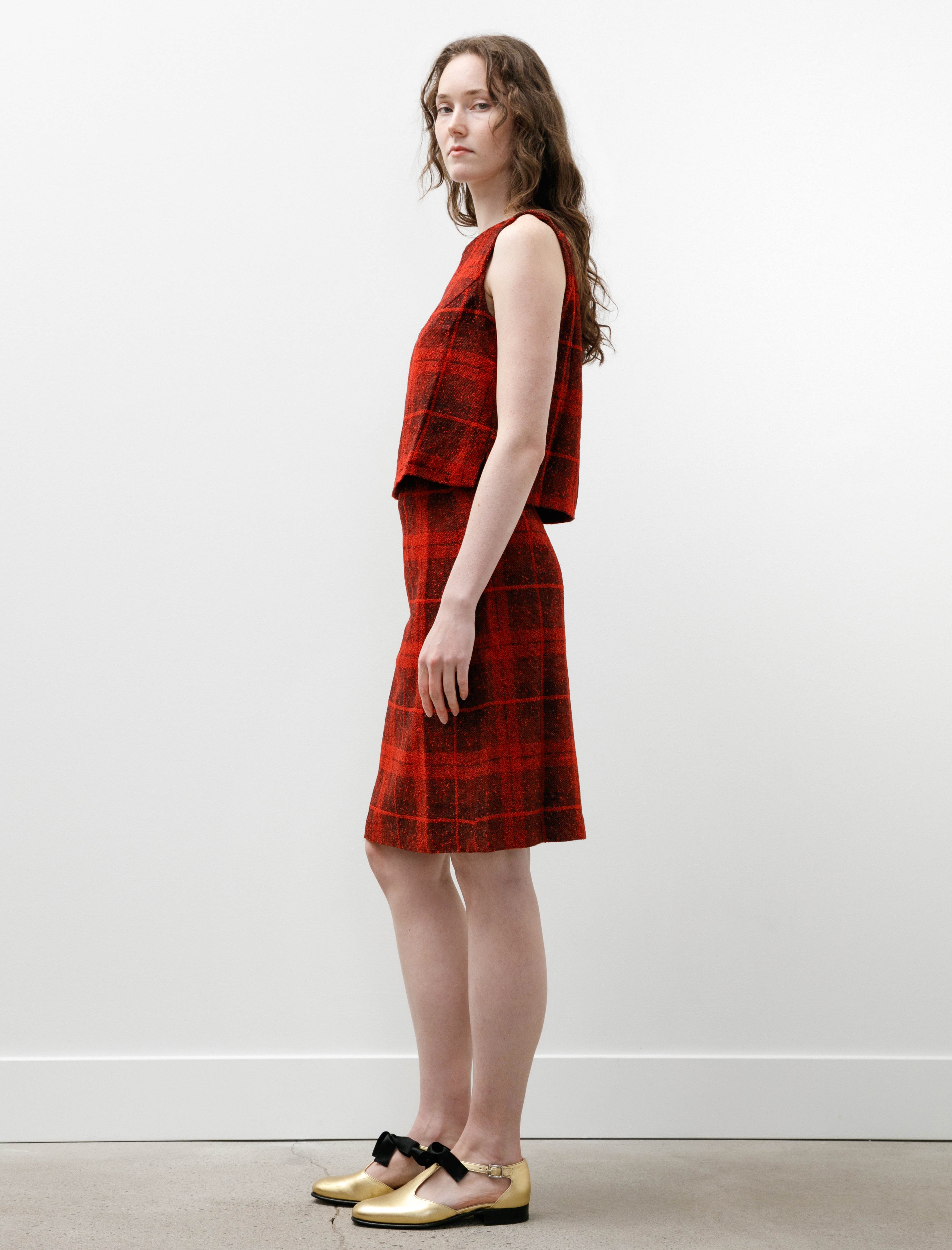 Needles C.C. Skirt W/R Tweed Plaid Red