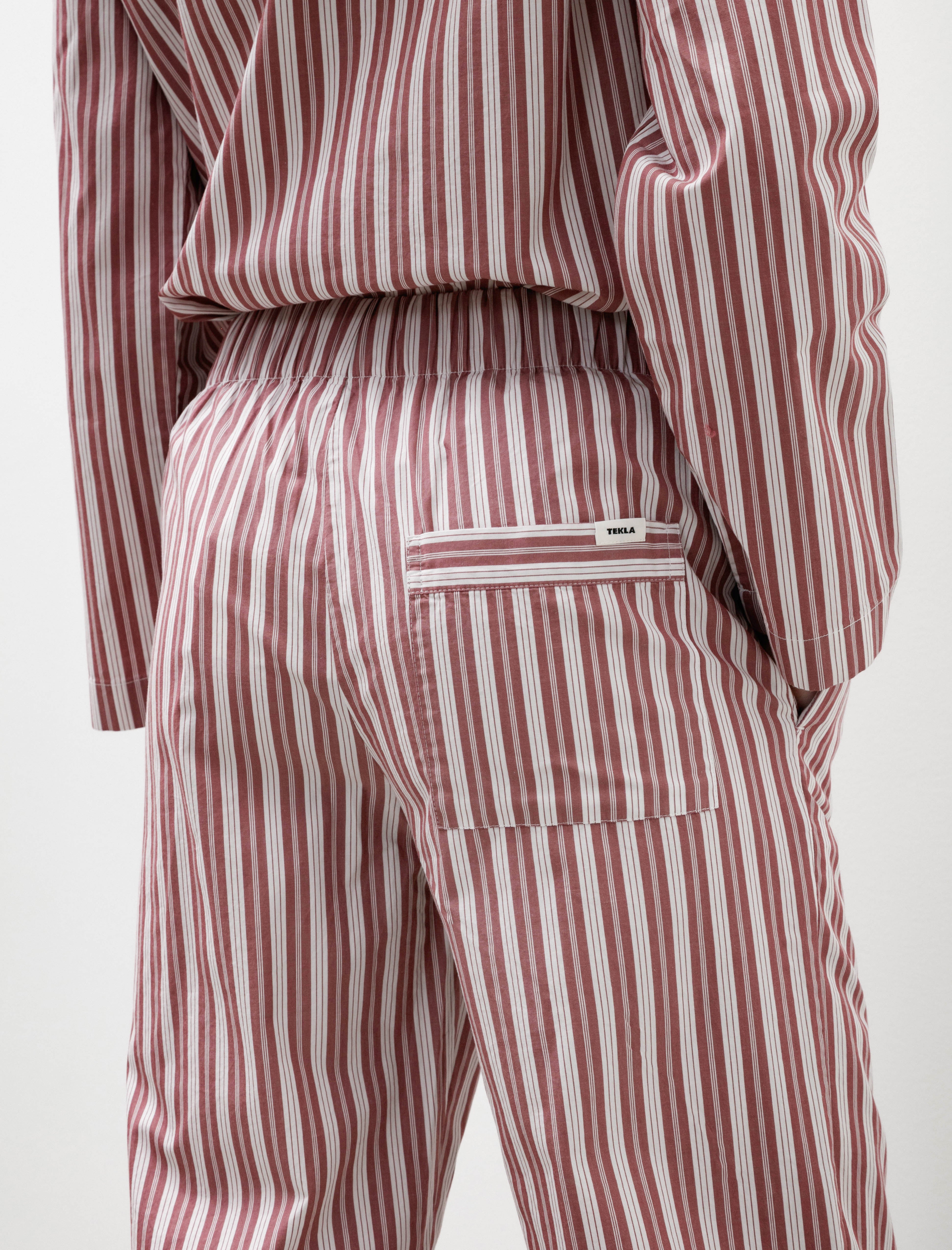 Tekla Poplin Pyjama Pants Rhubarb Stripe
