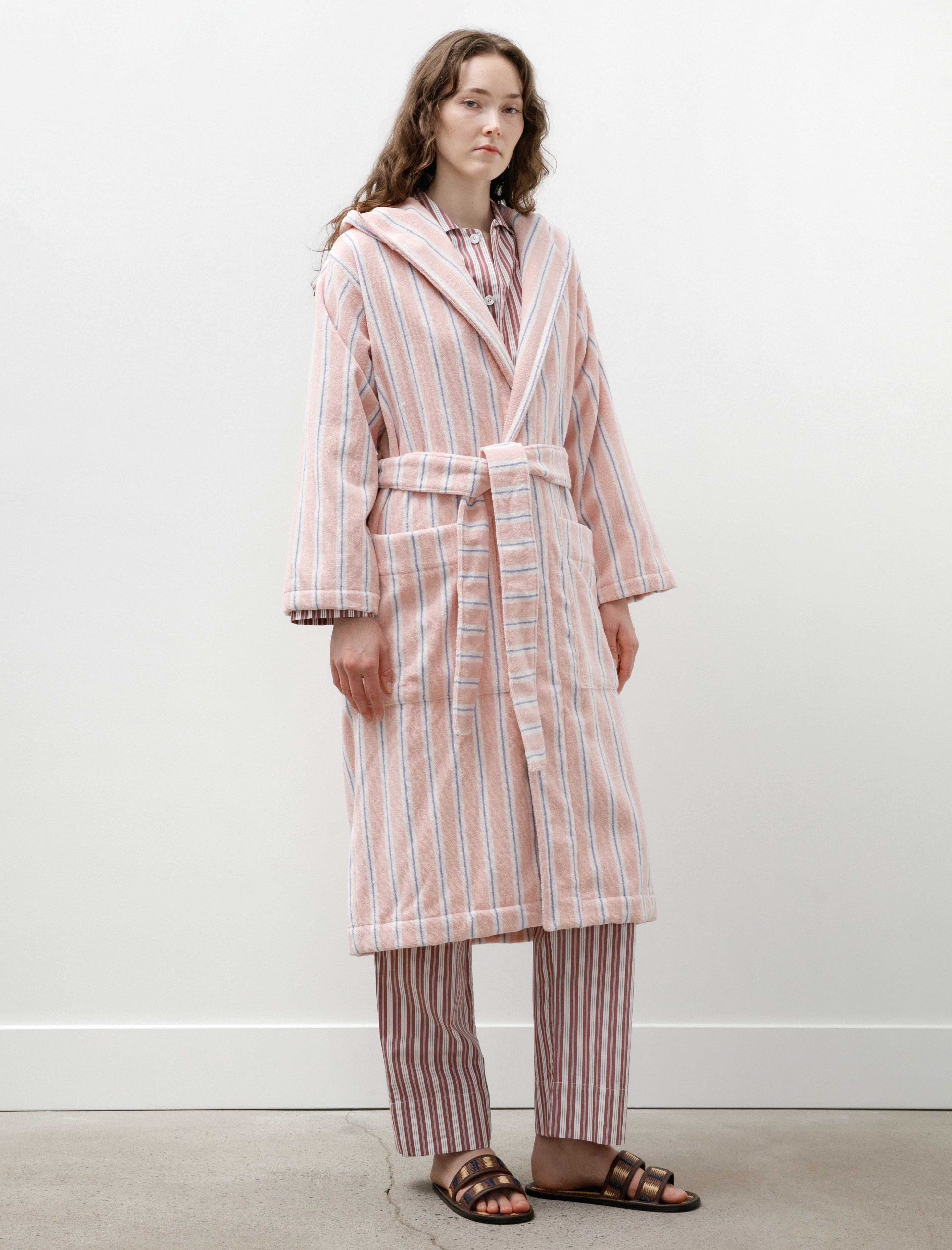 Tekla Hooded Bathrobe Candy Stripes