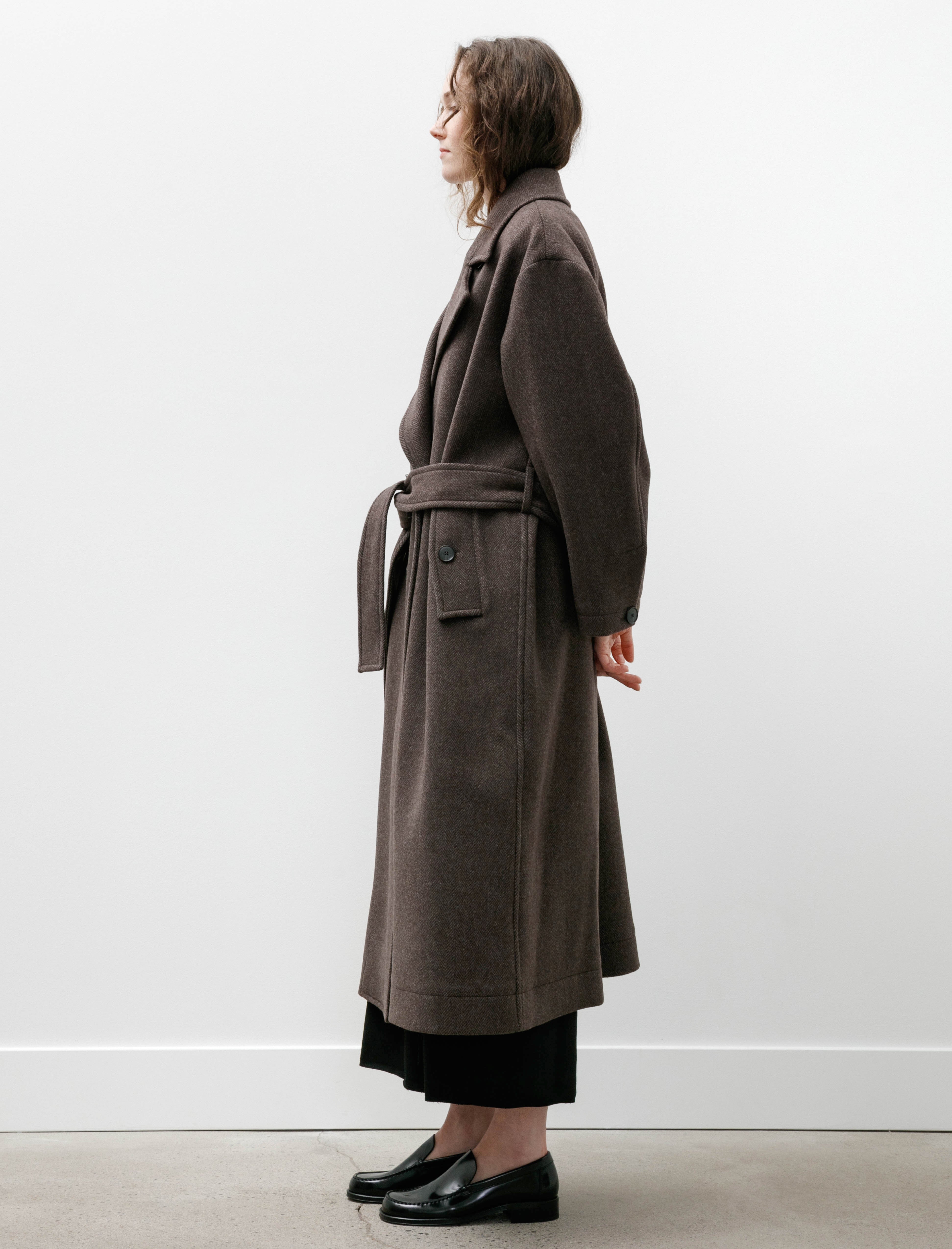 mfpen Auditor Coat Brown Herringbone Recycled Wool