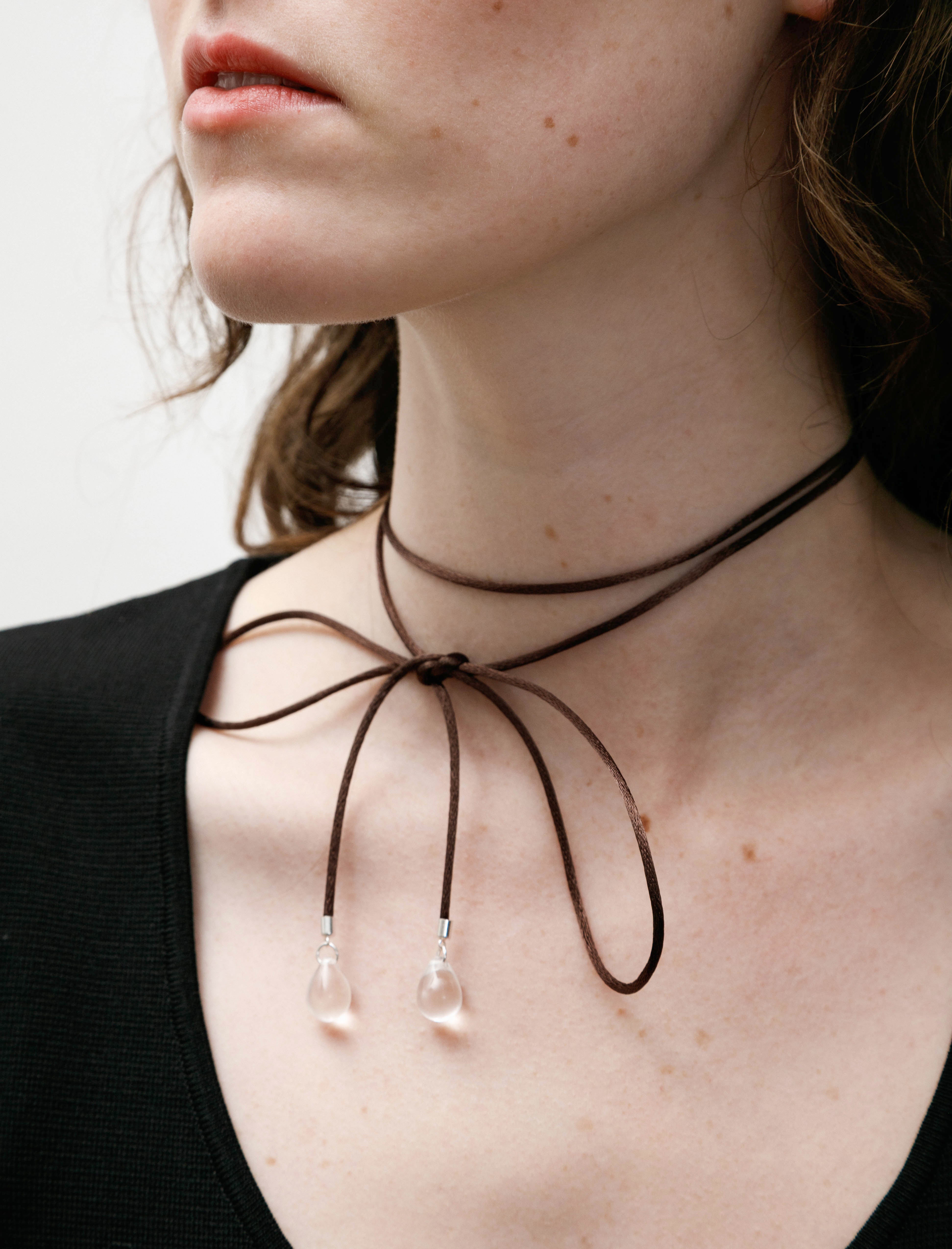 Sisi Joia Long Tactac Necklace Brown/Clear
