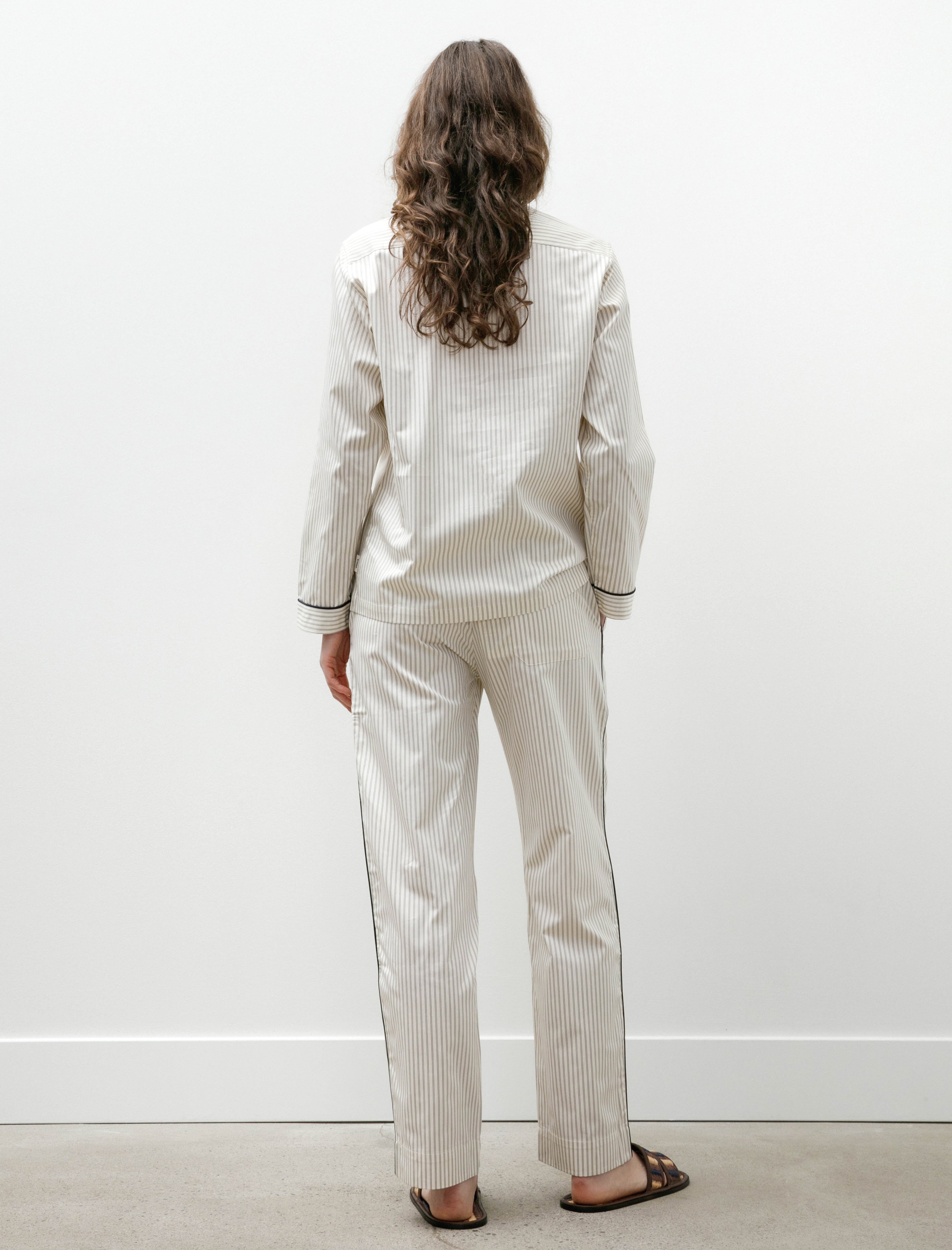 Tekla Sateen Pyjama Pants Brown Pin Stripes