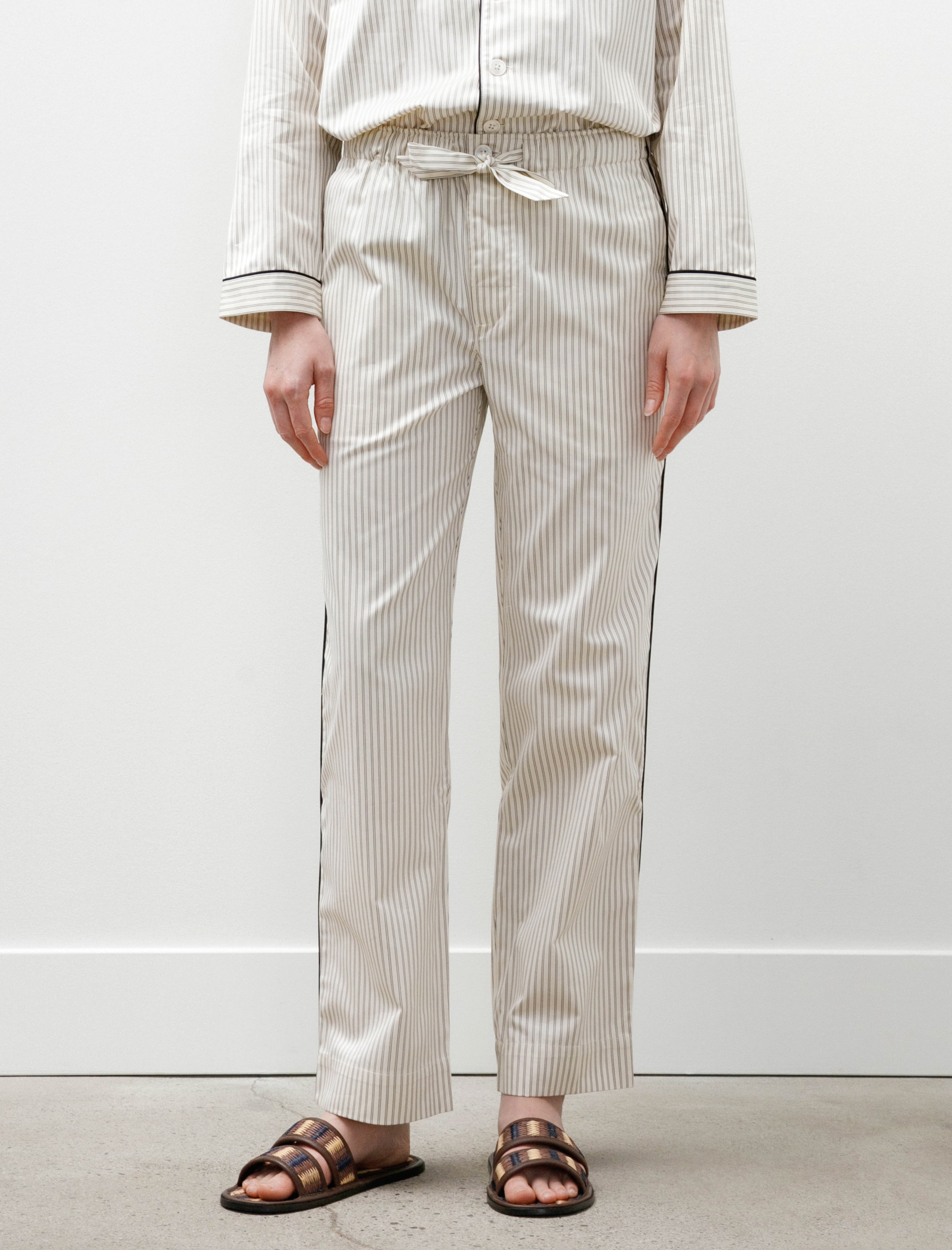 Tekla Sateen Pyjama Pants Brown Pin Stripes