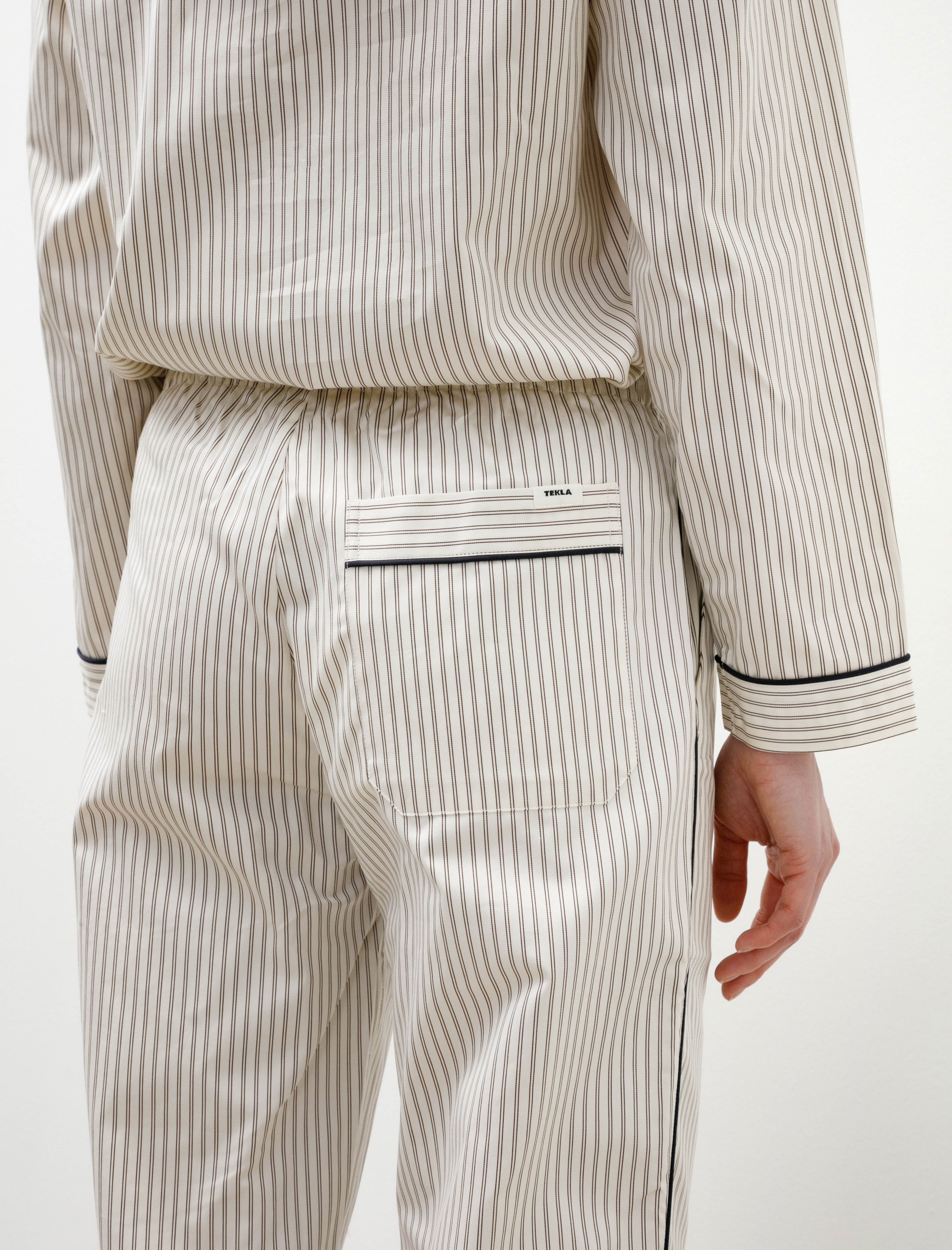 Tekla Sateen Pyjama Pants Brown Pin Stripes